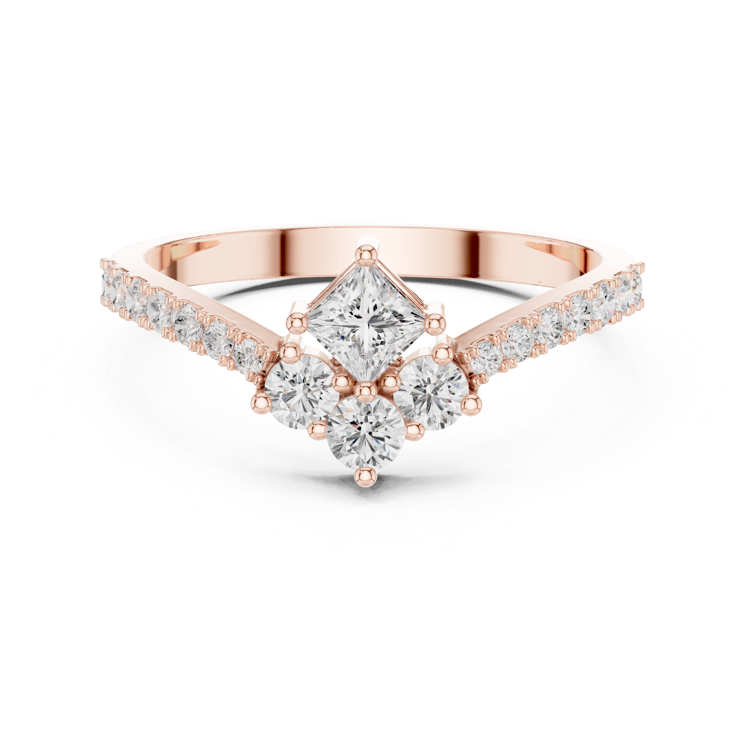 Gold Split Shank Cluster Setting Round Lab Grown Diamond Valyn Ring