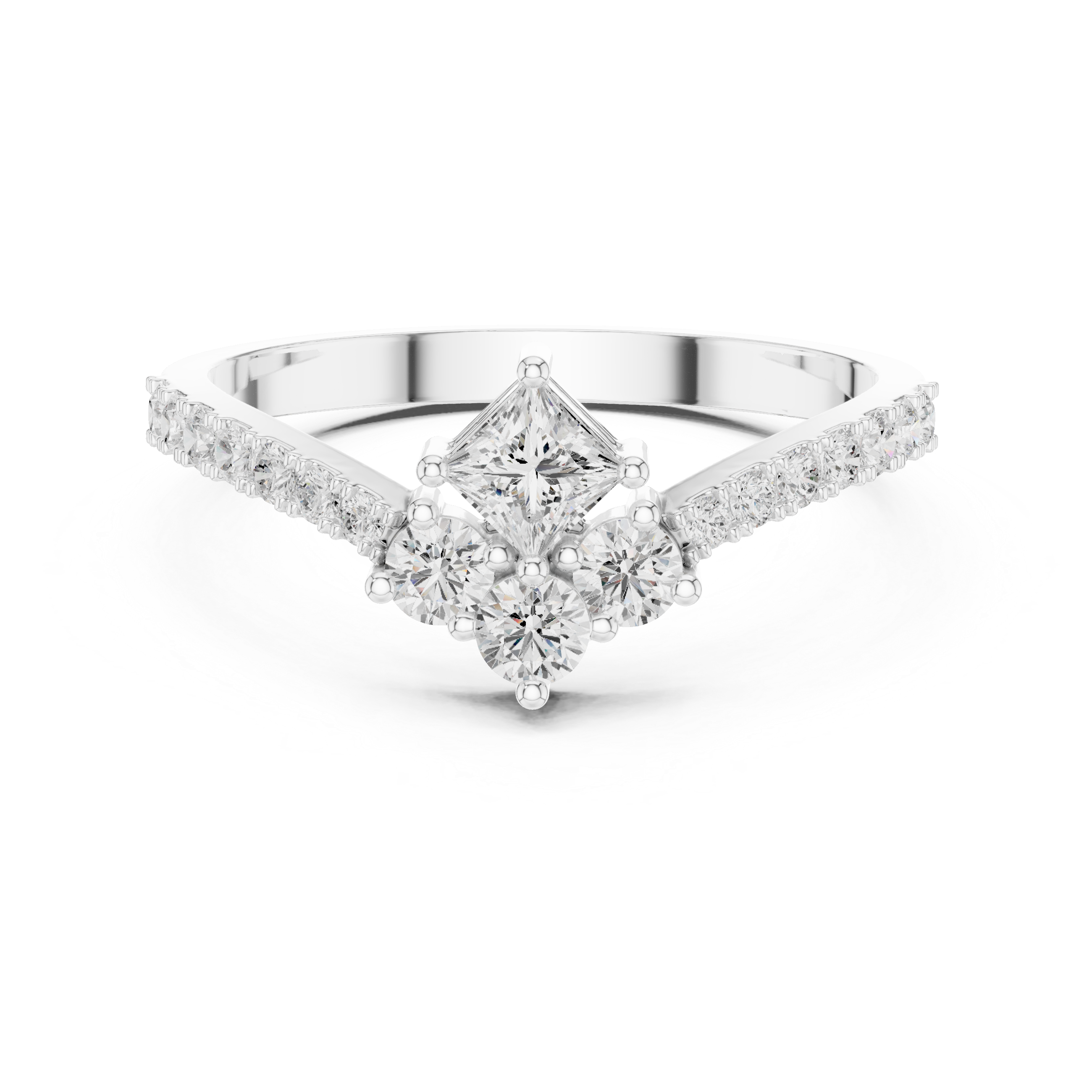 Gold Princess Cluster Lab Grown Diamond Erixa Ring