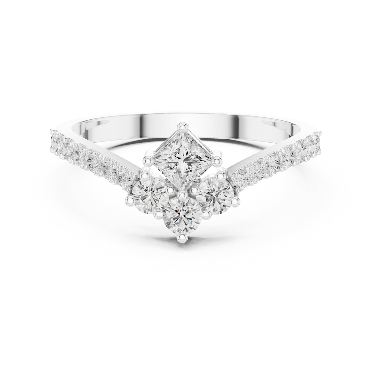 Gold Princess Cluster Lab Grown Diamond Erixa Ring