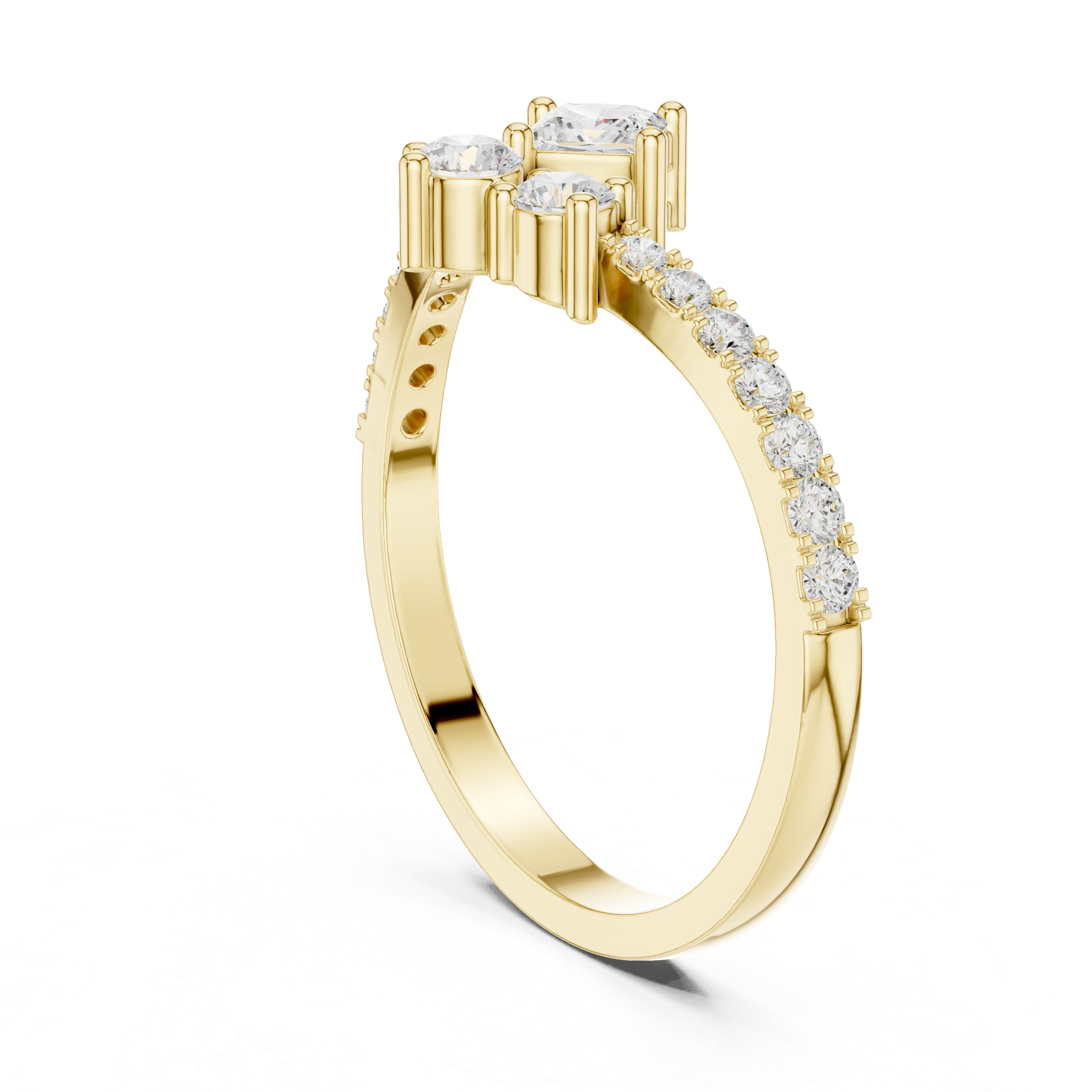 Gold Princess Cluster Lab Grown Diamond Erixa Ring