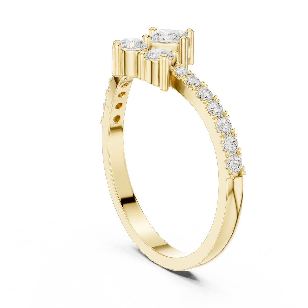 Gold Princess Cluster Lab Grown Diamond Erixa Ring