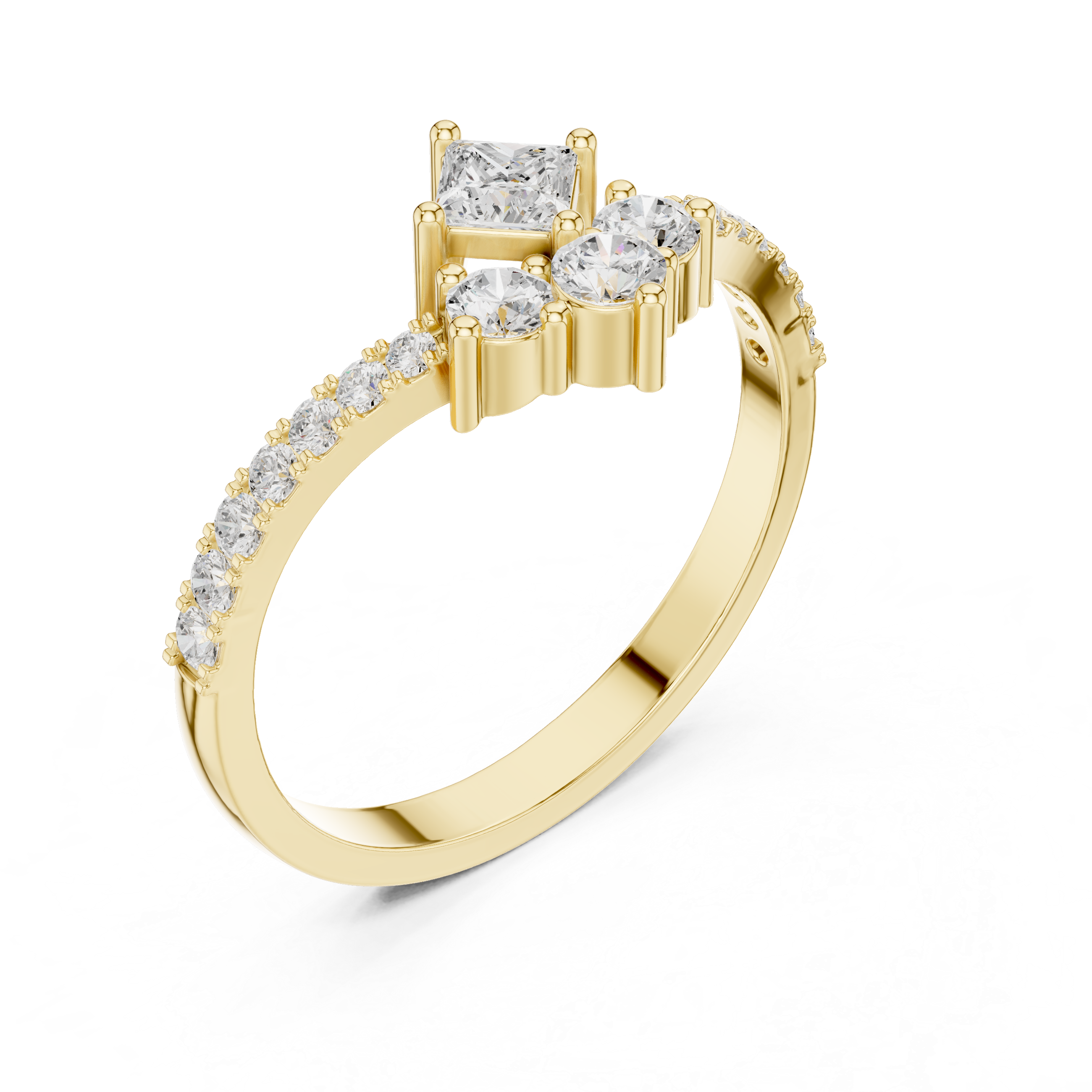 Gold Princess Cluster Lab Grown Diamond Erixa Ring