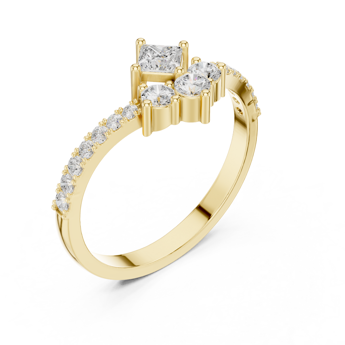 Gold Princess Cluster Lab Grown Diamond Erixa Ring