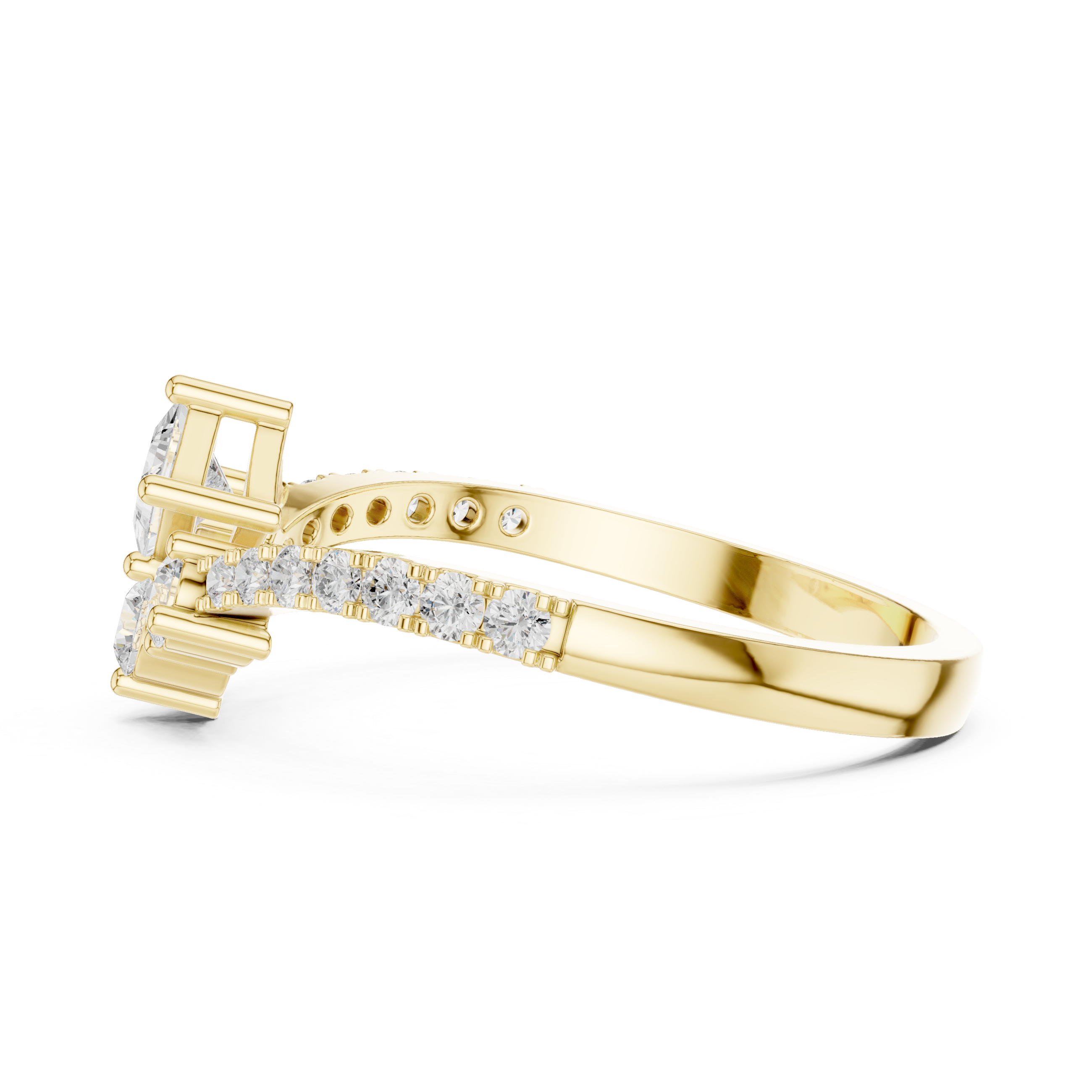 Gold Split Shank Cluster Setting Round Lab Grown Diamond Valyn Ring