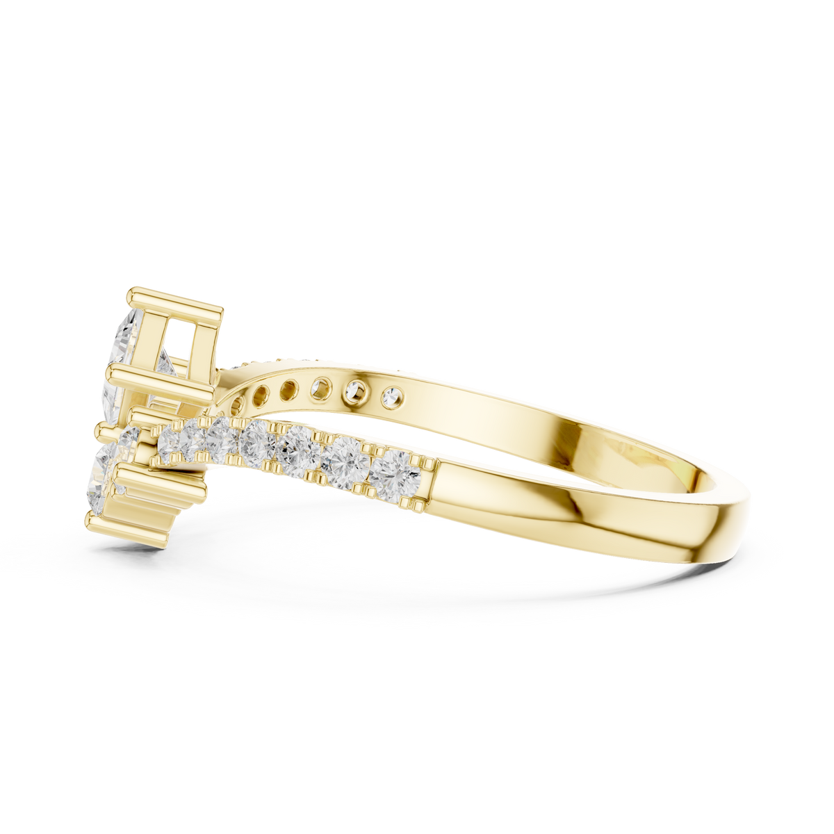 Gold Split Shank Cluster Setting Round Lab Grown Diamond Valyn Ring