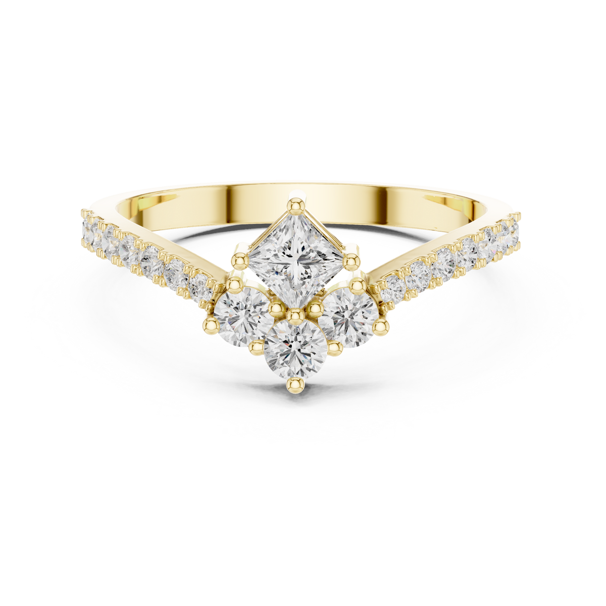 Gold Princess Cluster Lab Grown Diamond Erixa Ring