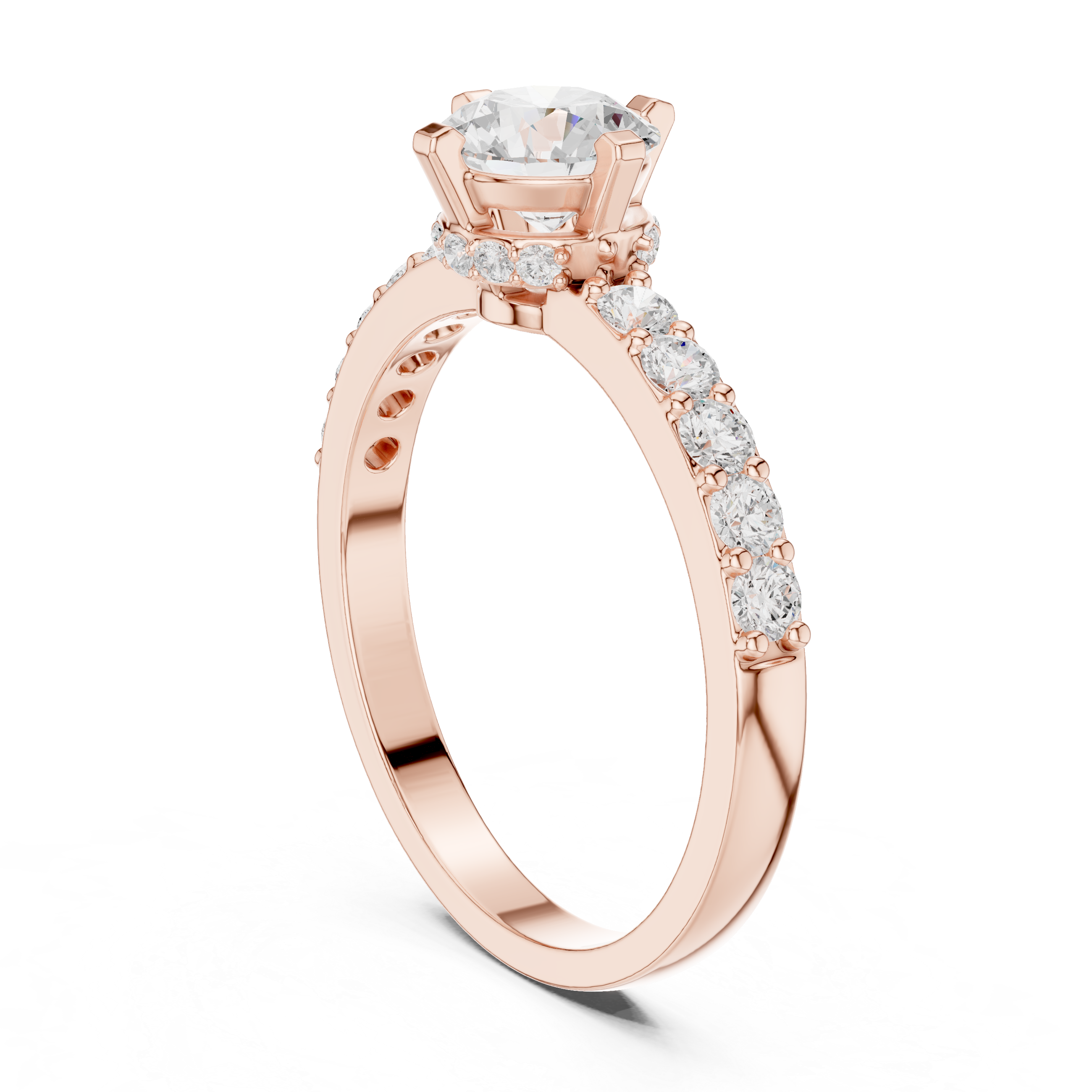 Gold Hidden Halo Round Lab Grown Diamond Erosia Ring