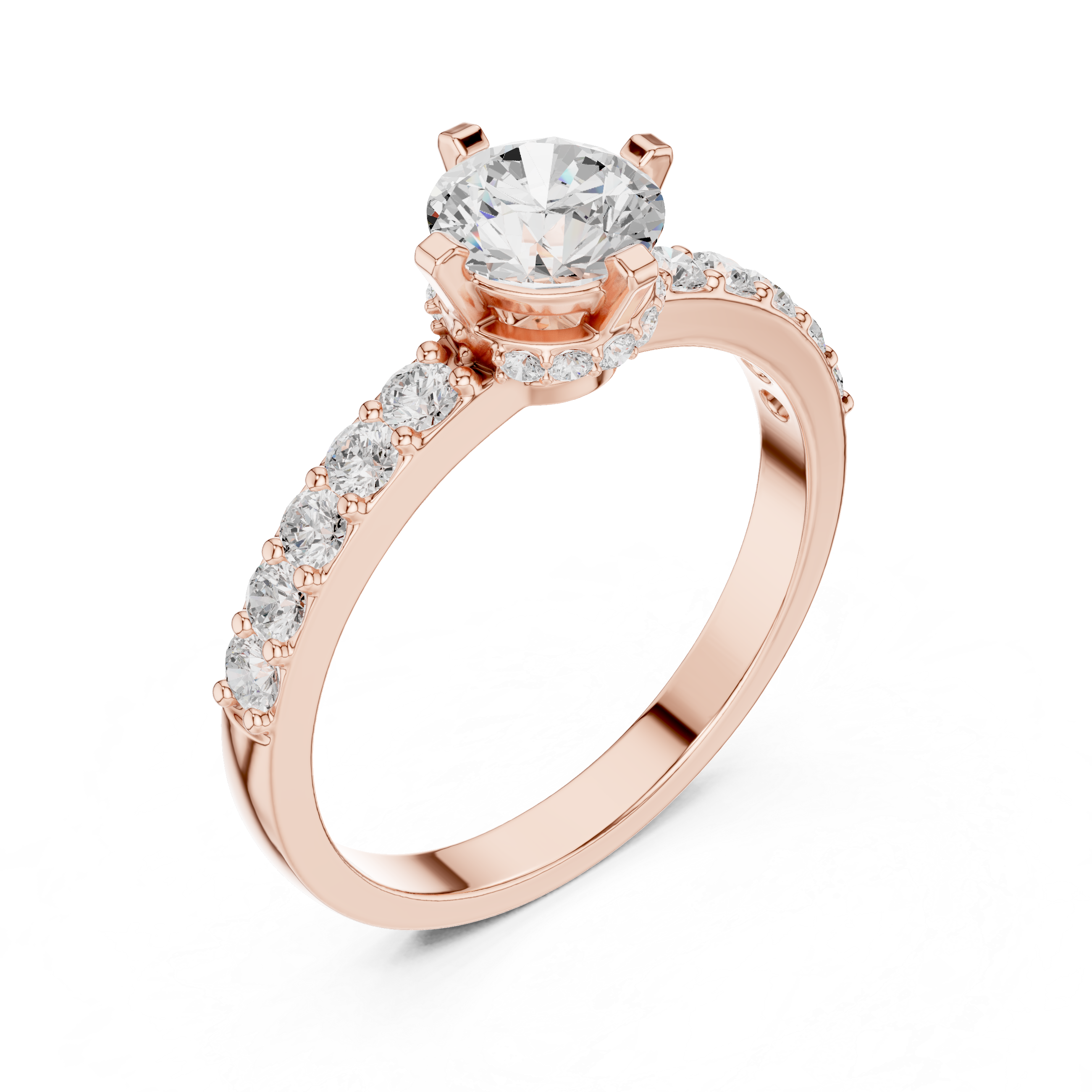 Gold Hidden Halo Round Lab Grown Diamond Erosia Ring