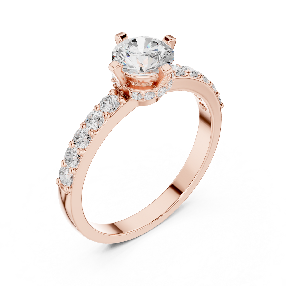 Gold Hidden Halo Round Lab Grown Diamond Erosia Ring
