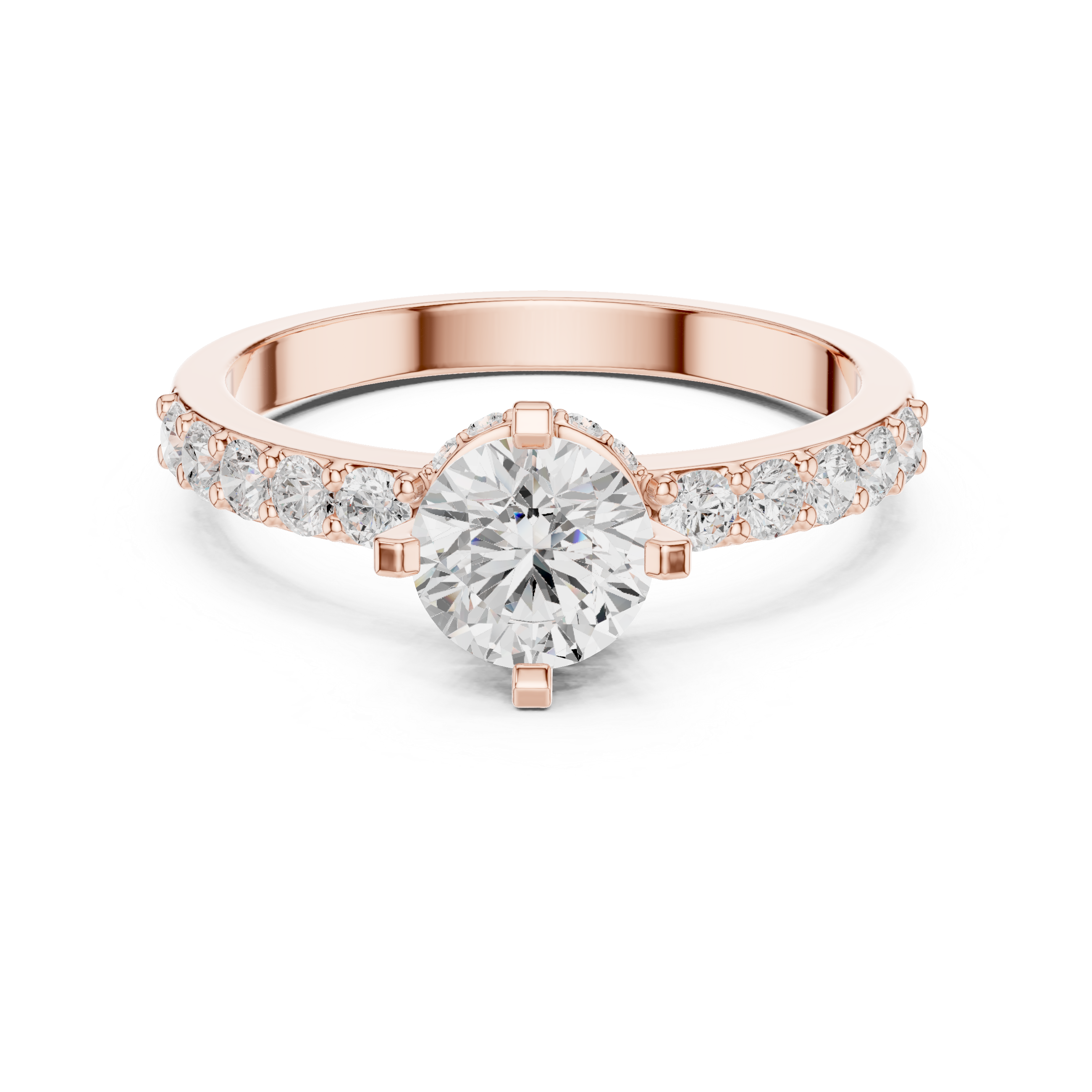 Gold Hidden Halo Round Lab Grown Diamond Erosia Ring