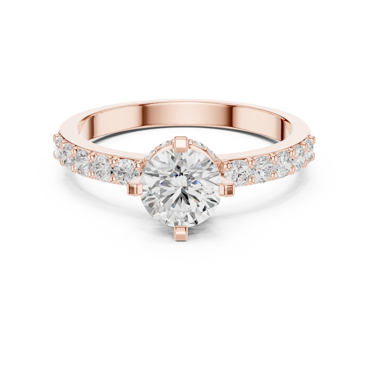 Gold Hidden Halo Round Lab Grown Diamond Erosia Ring