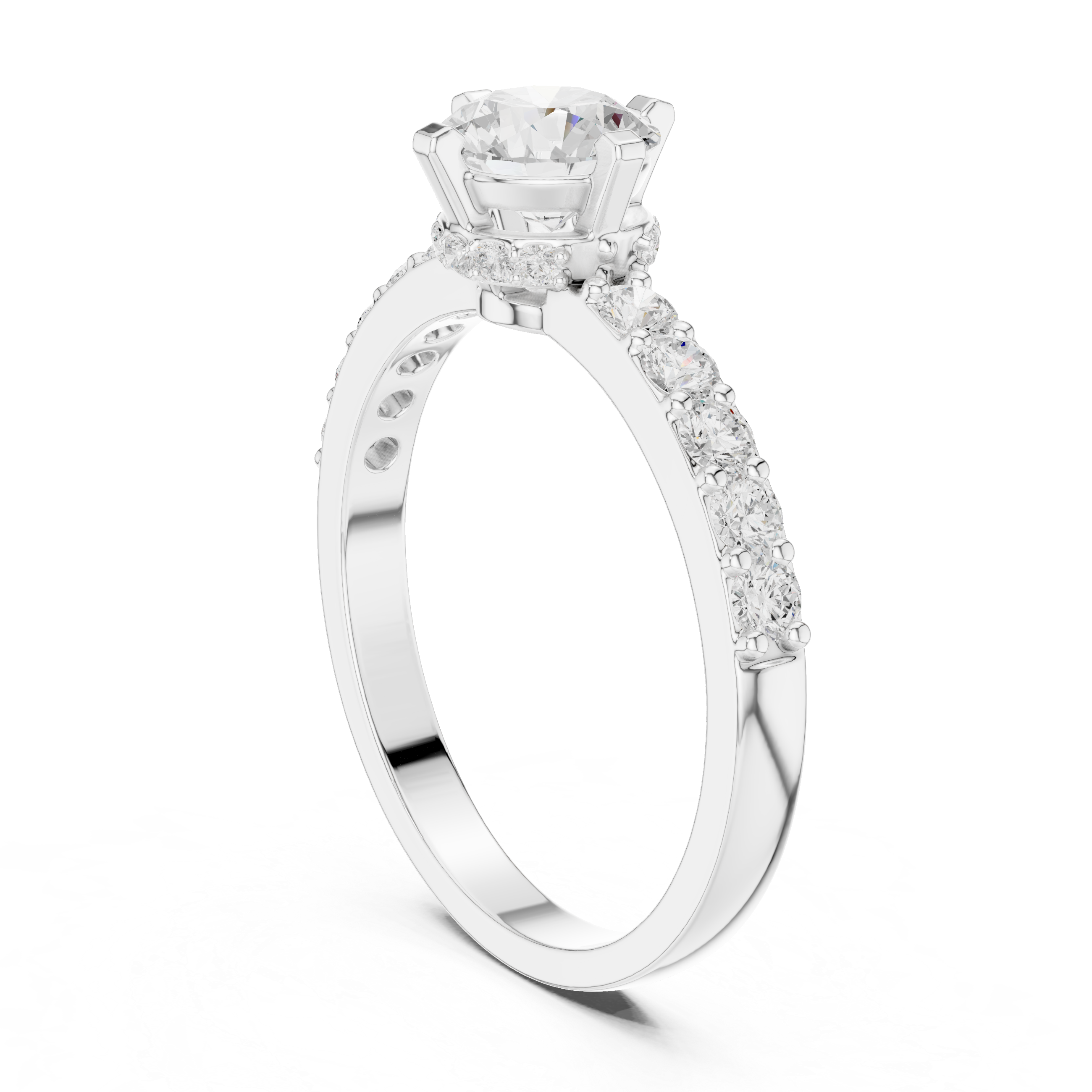 Gold Hidden Halo Round Lab Grown Diamond Erosia Ring
