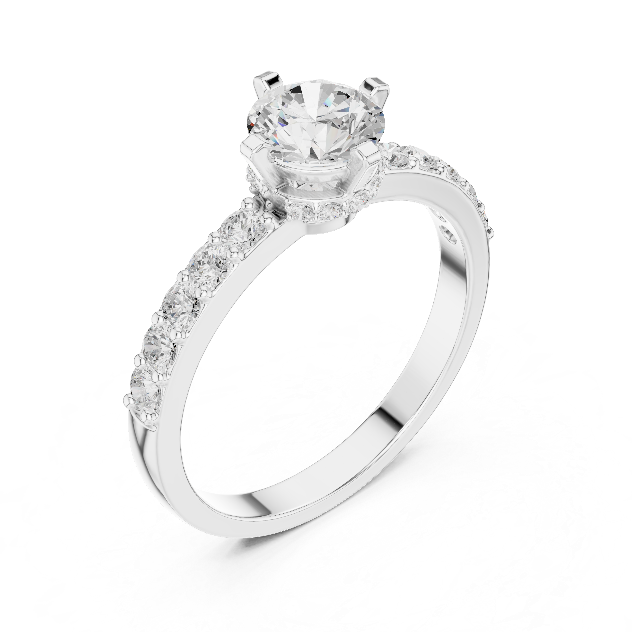 Gold Hidden Halo Round Lab Grown Diamond Erosia Ring