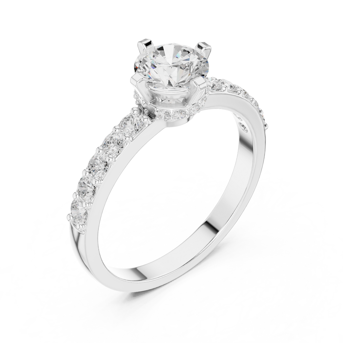 Gold Hidden Halo Round Lab Grown Diamond Erosia Ring