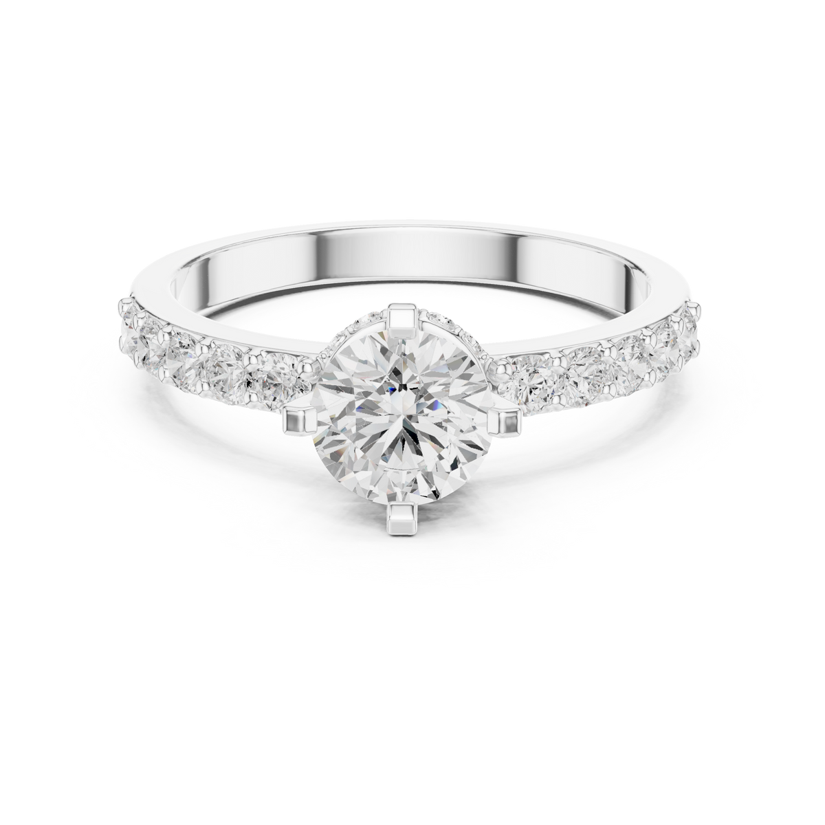 Gold Hidden Halo Round Lab Grown Diamond Erosia Ring