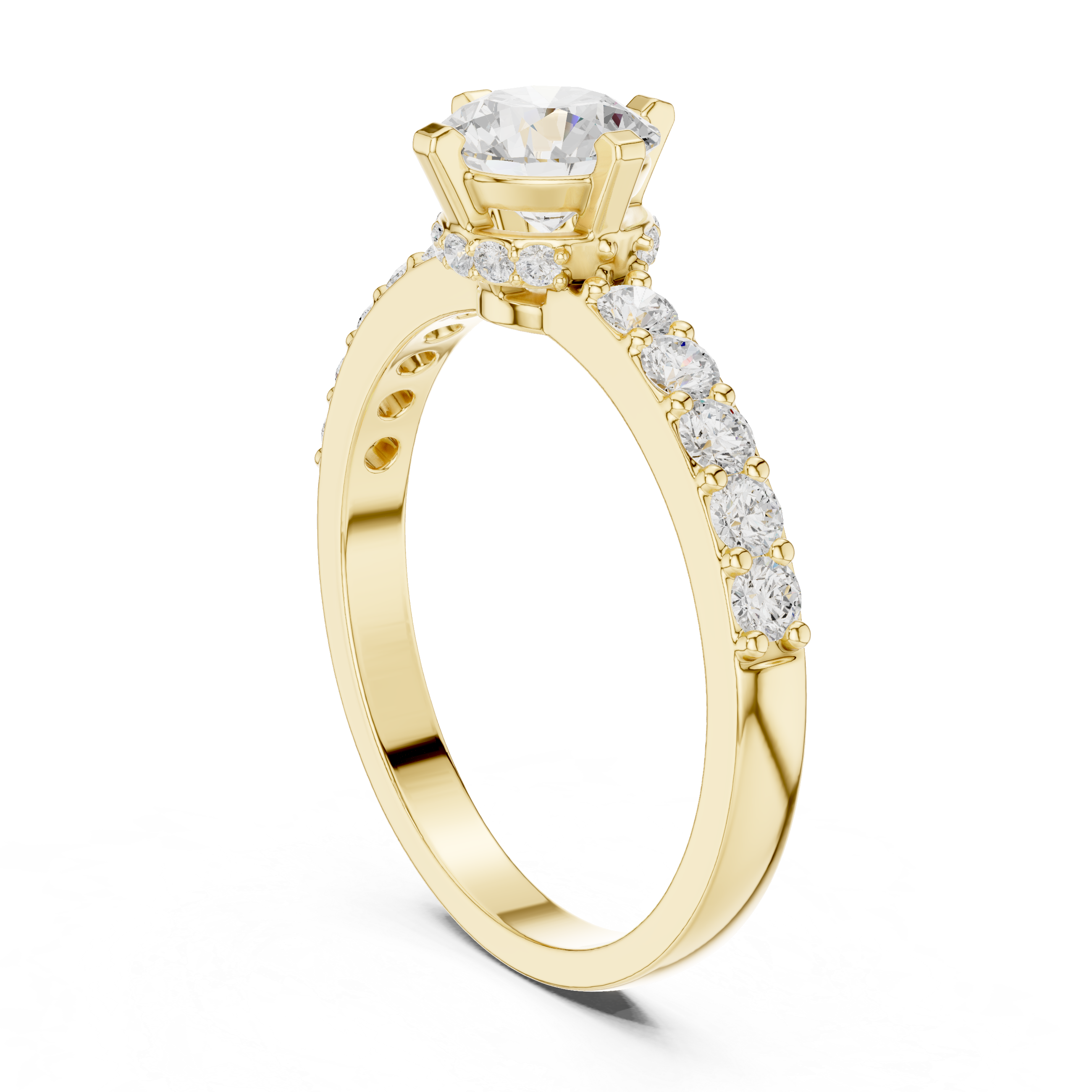 Gold Hidden Halo Round Lab Grown Diamond Erosia Ring