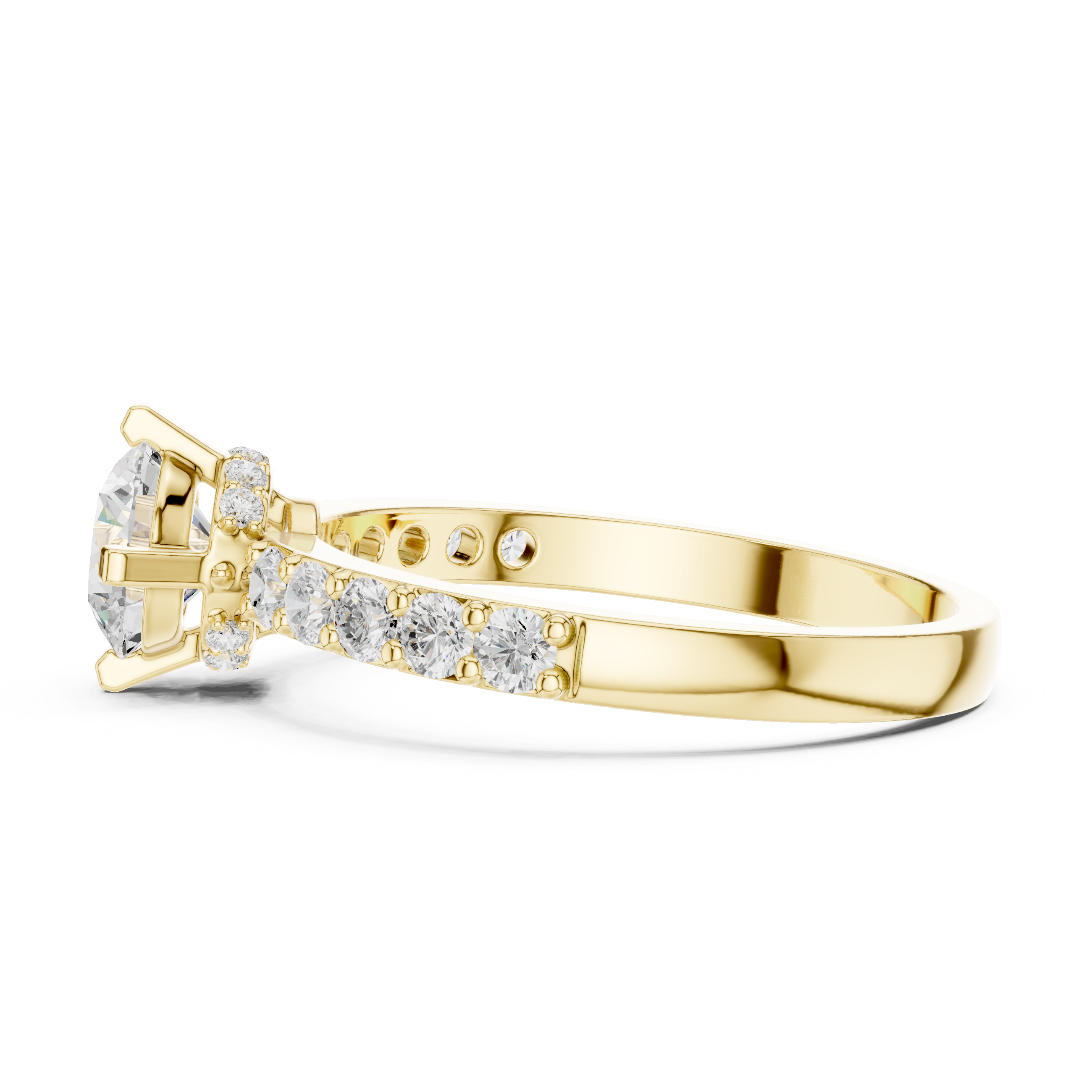 Gold Hidden Halo Round Lab Grown Diamond Erosia Ring