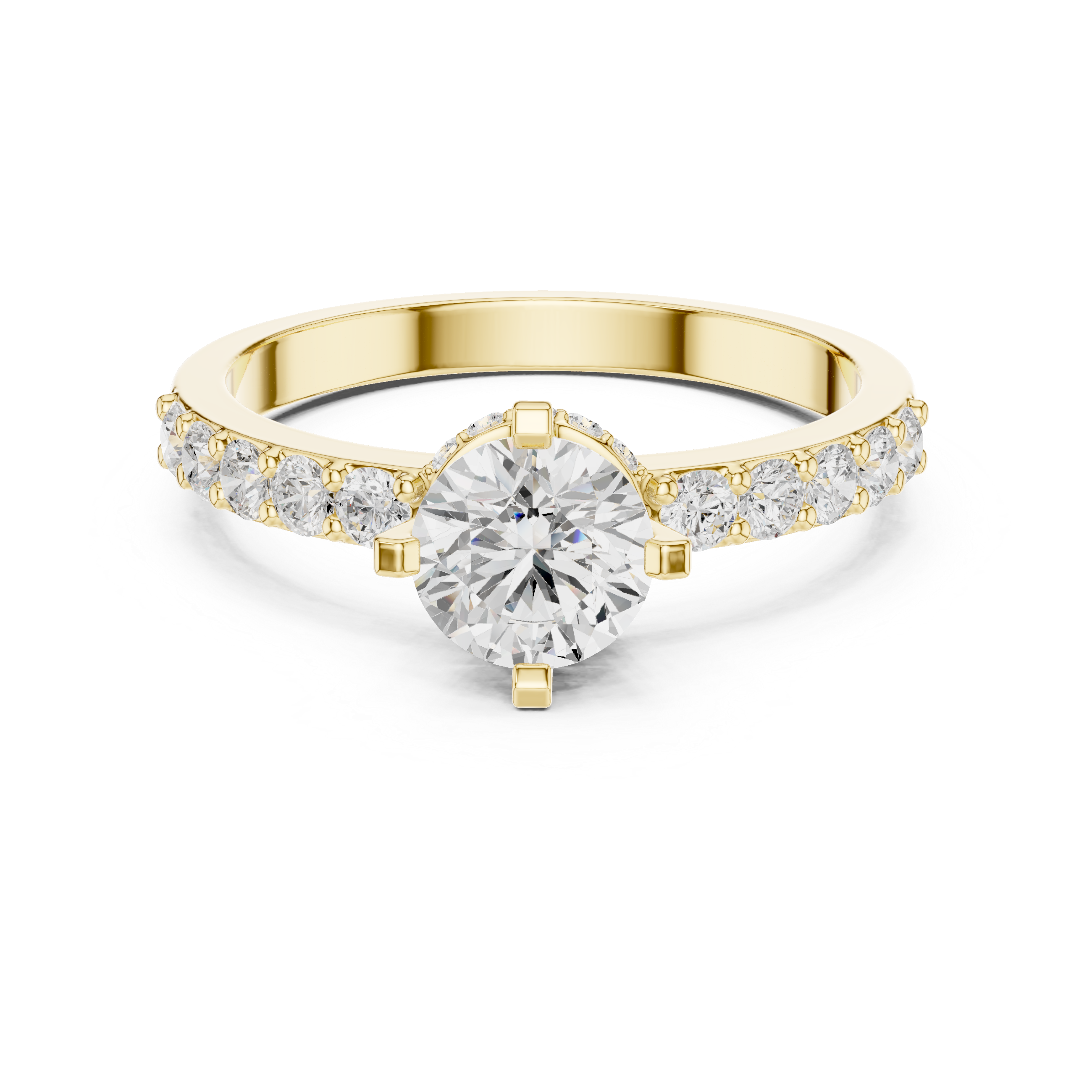 Gold Hidden Halo Round Lab Grown Diamond Erosia Ring