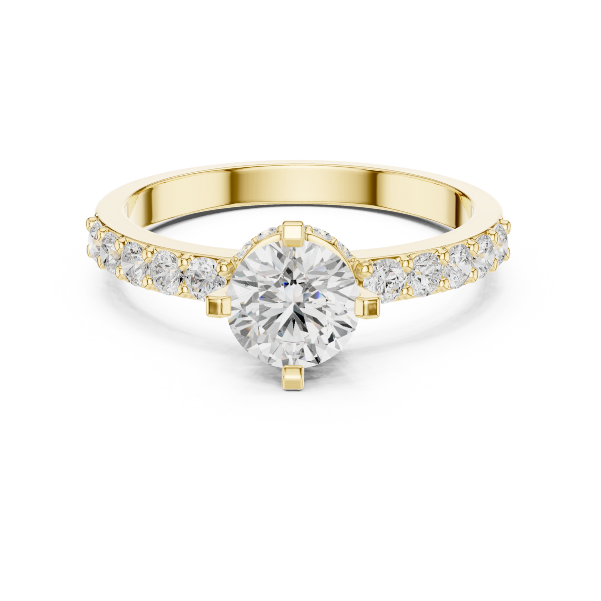 Gold Hidden Halo Round Lab Grown Diamond Erosia Ring