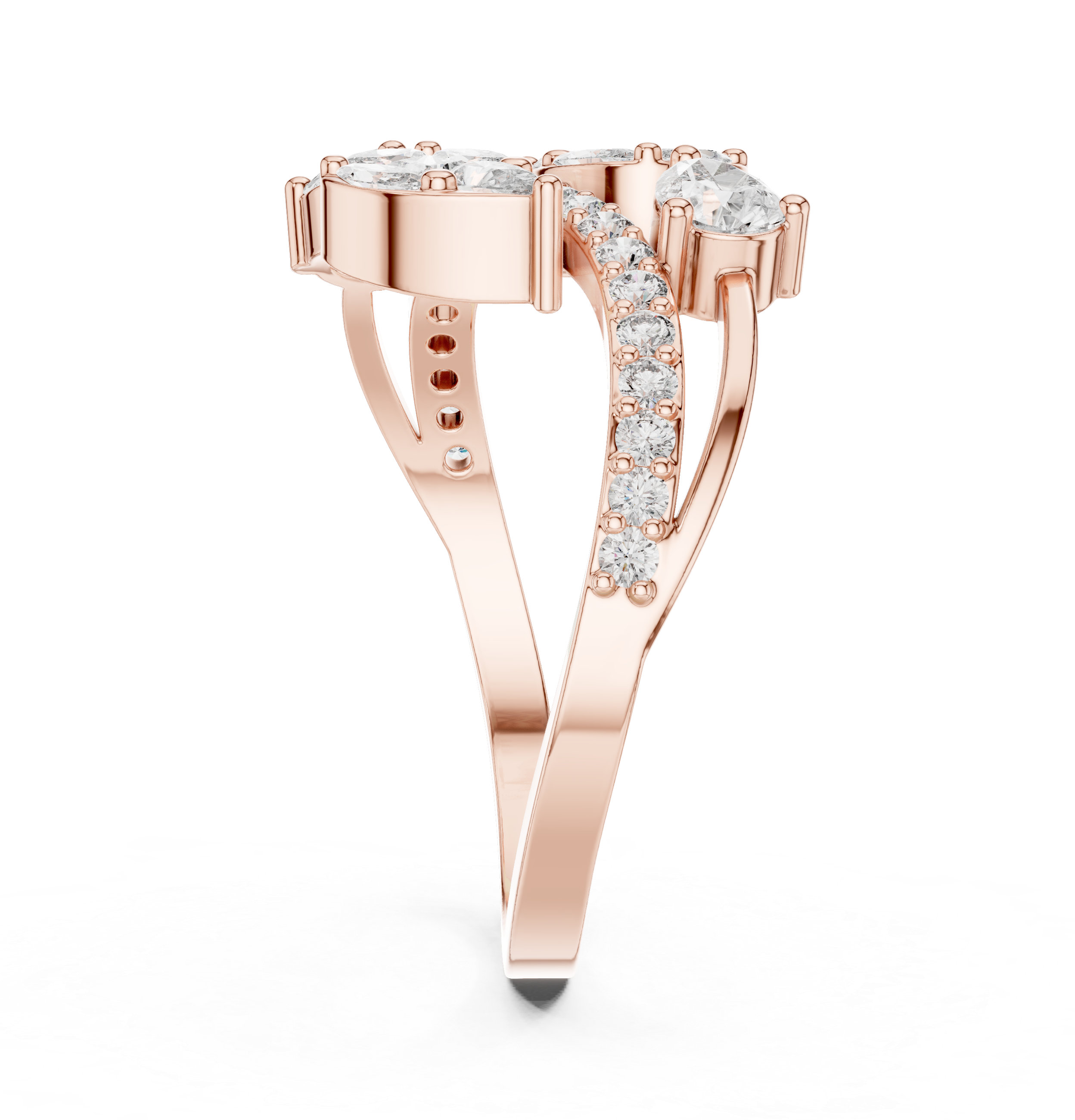 Gold Split Shank Pave Pear Lab Grown Diamond Amiel Ring