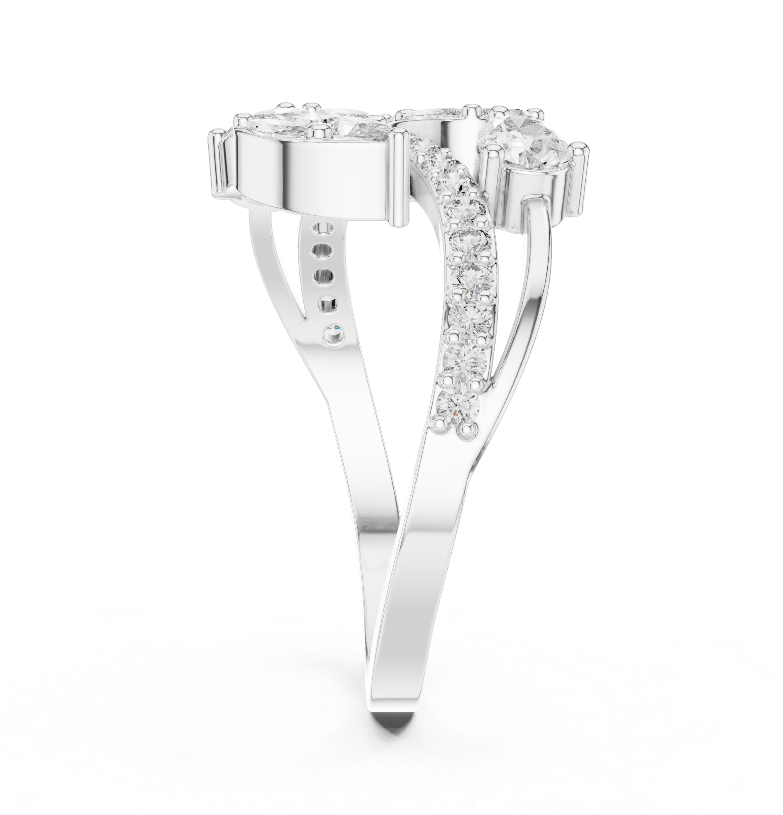Gold Split Shank Pave Pear Lab Grown Diamond Amiel Ring