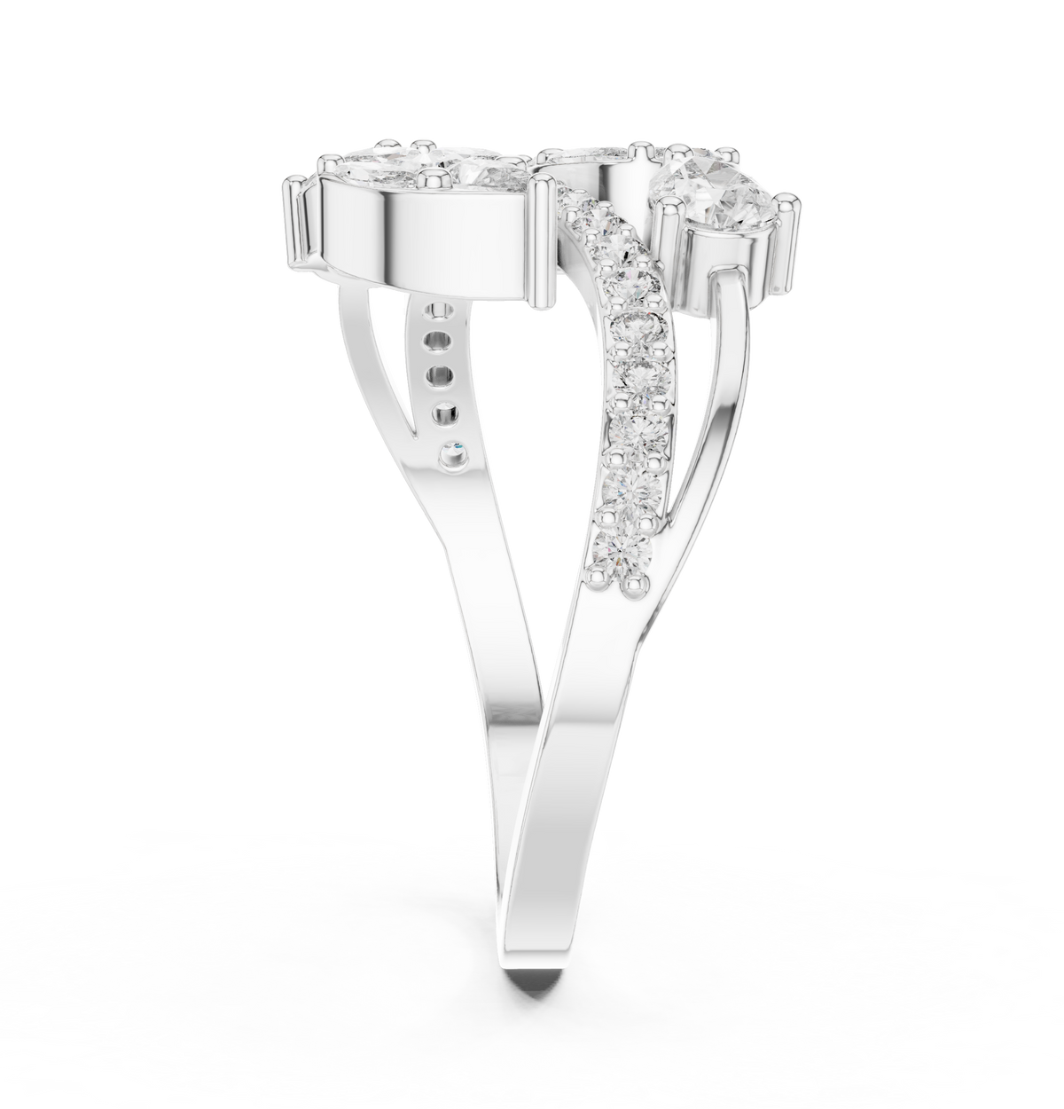 Gold Split Shank Pave Pear Lab Grown Diamond Amiel Ring