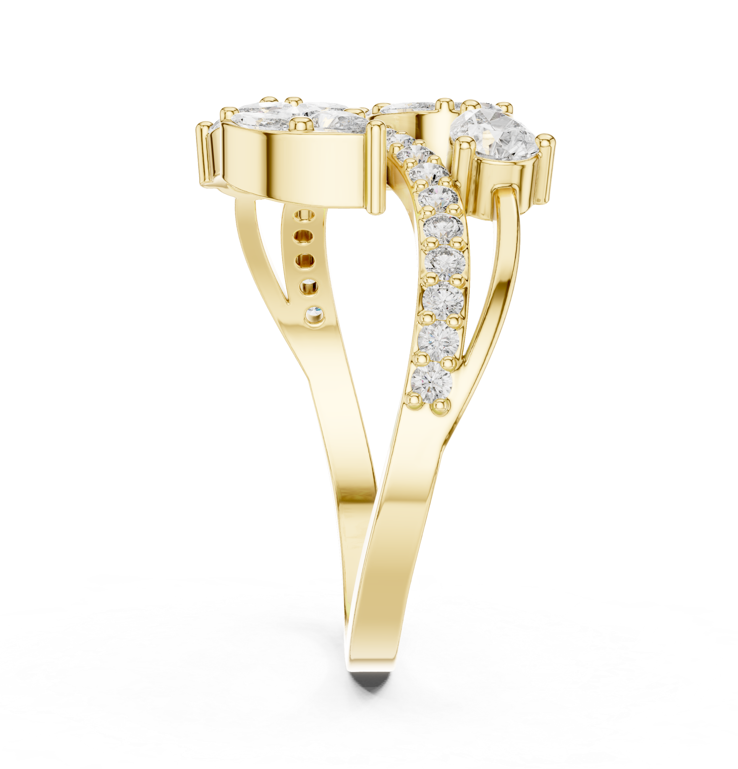Gold Split Shank Pave Pear Lab Grown Diamond Amiel Ring