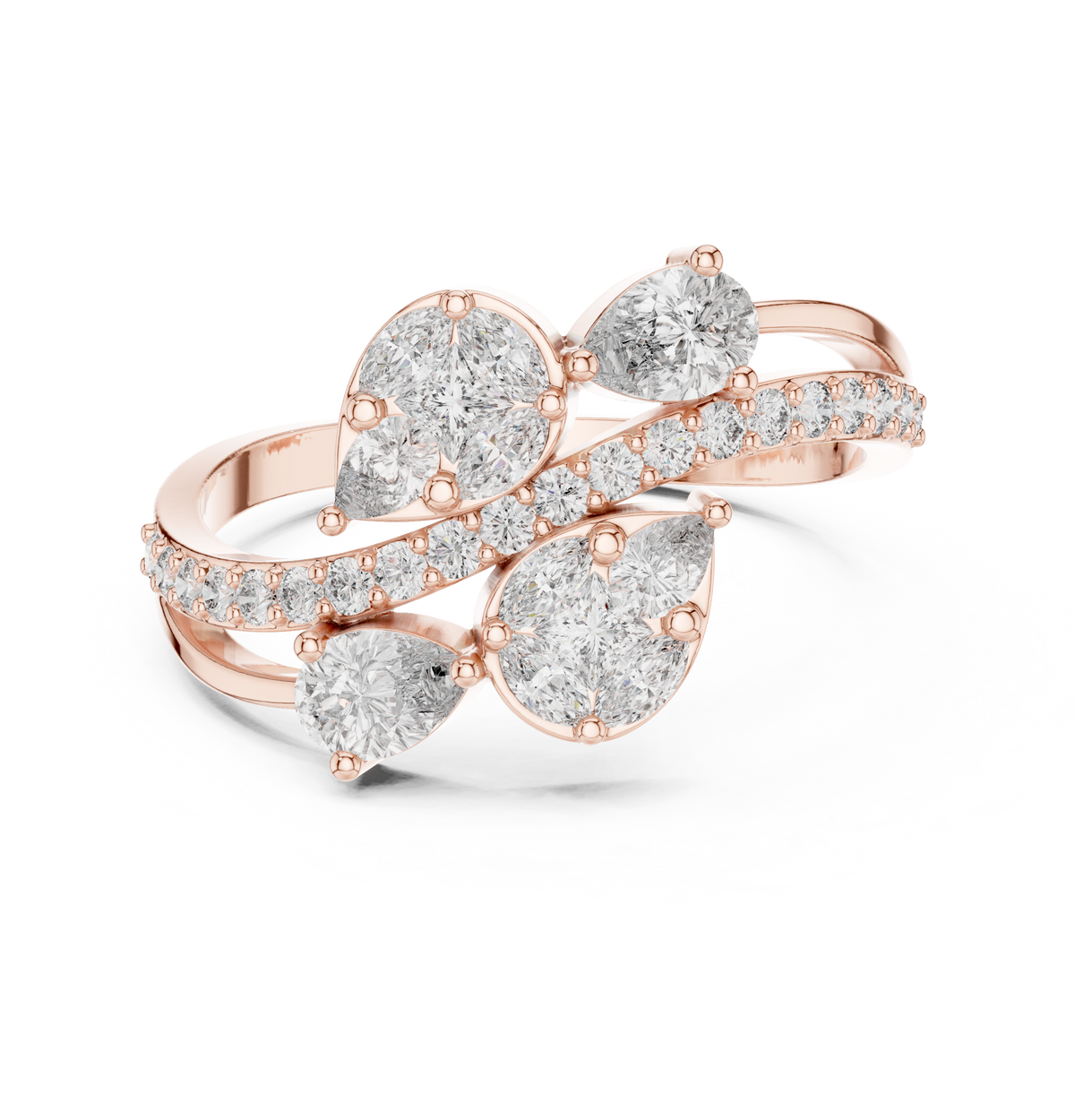 Gold Split Shank Pave Pear Lab Grown Diamond Amiel Ring