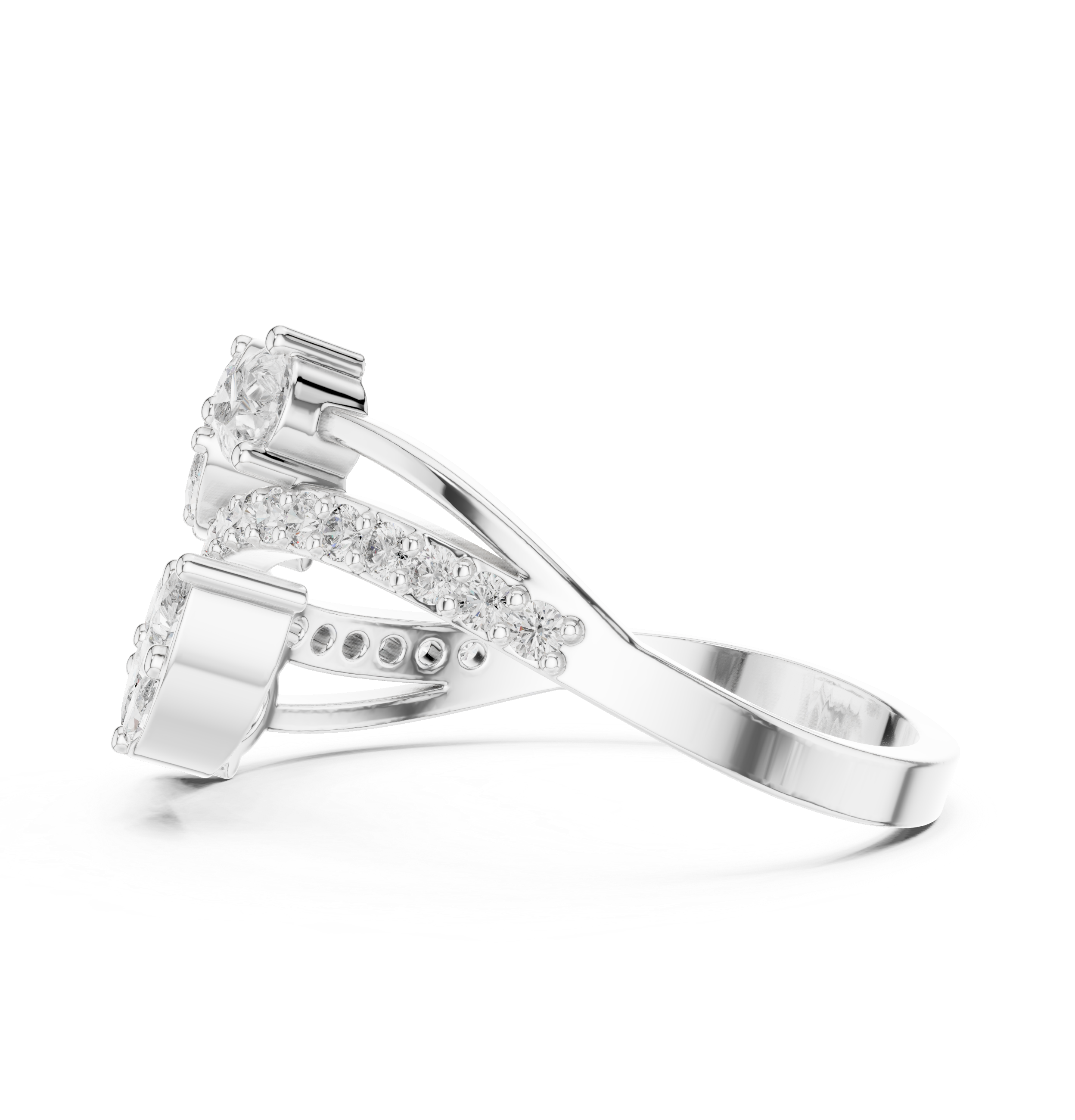 Gold Split Shank Pave Pear Lab Grown Diamond Amiel Ring