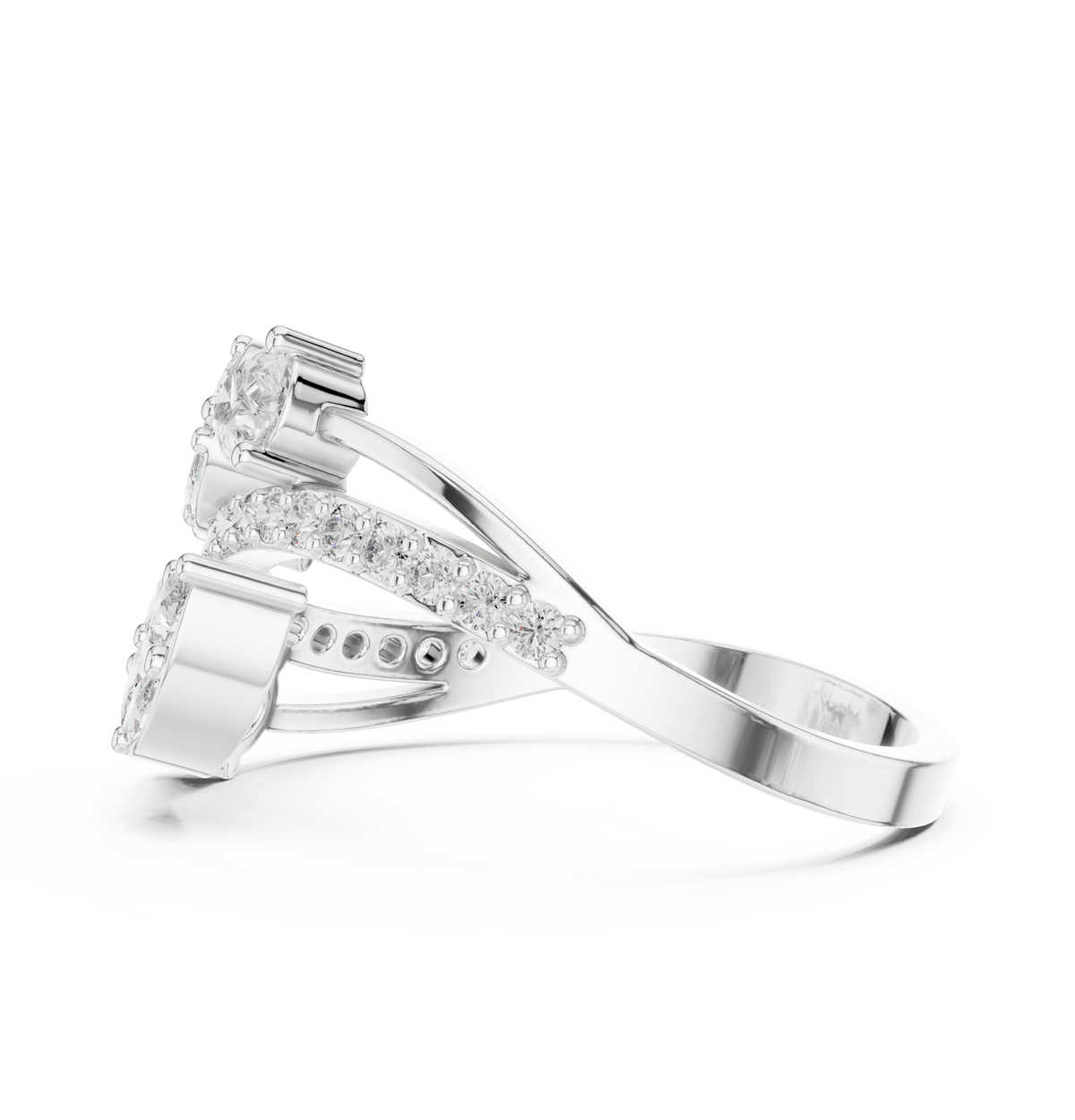 Gold Split Shank Pave Pear Lab Grown Diamond Amiel Ring