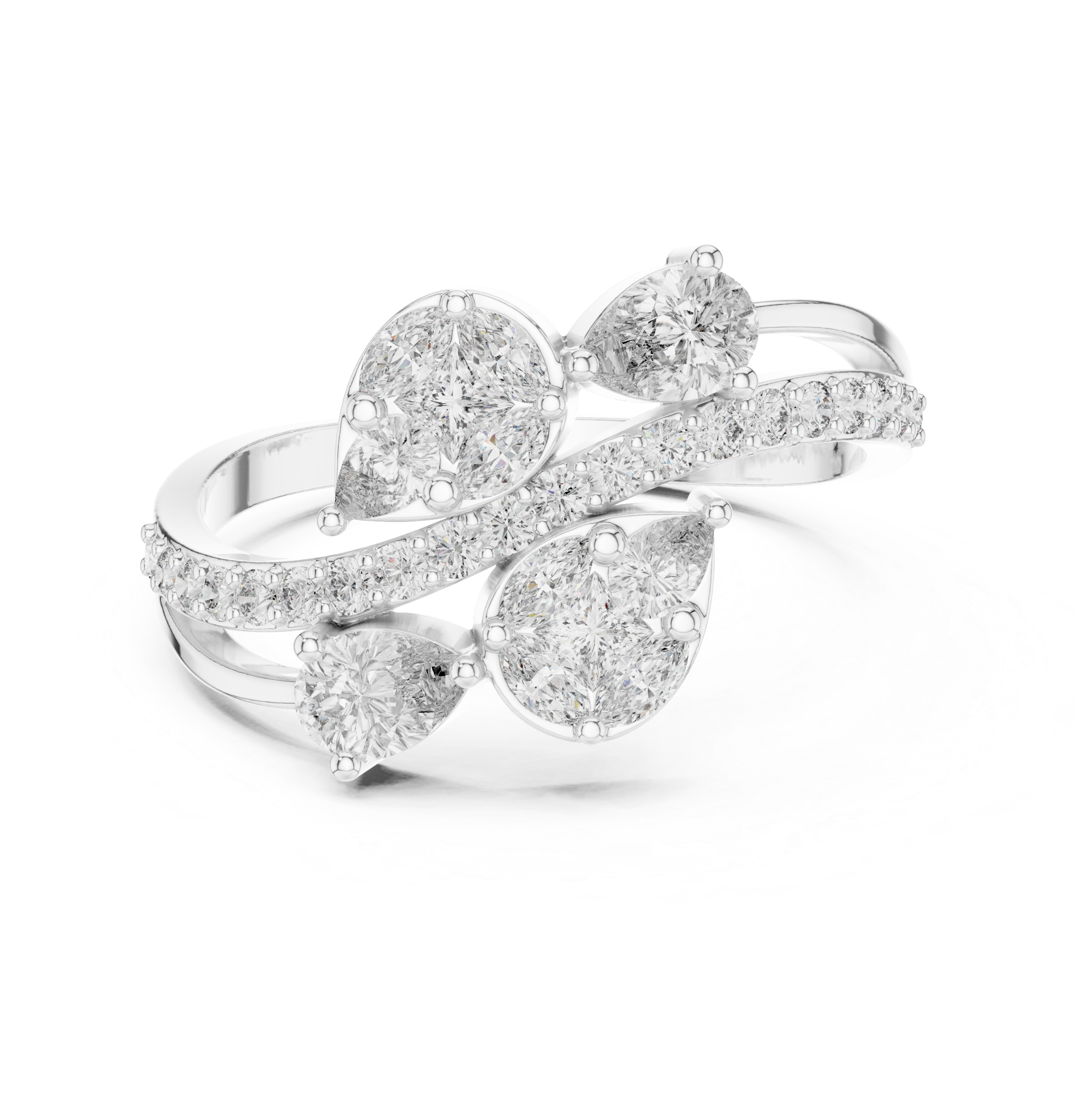 Gold Split Shank Pave Pear Lab Grown Diamond Amiel Ring