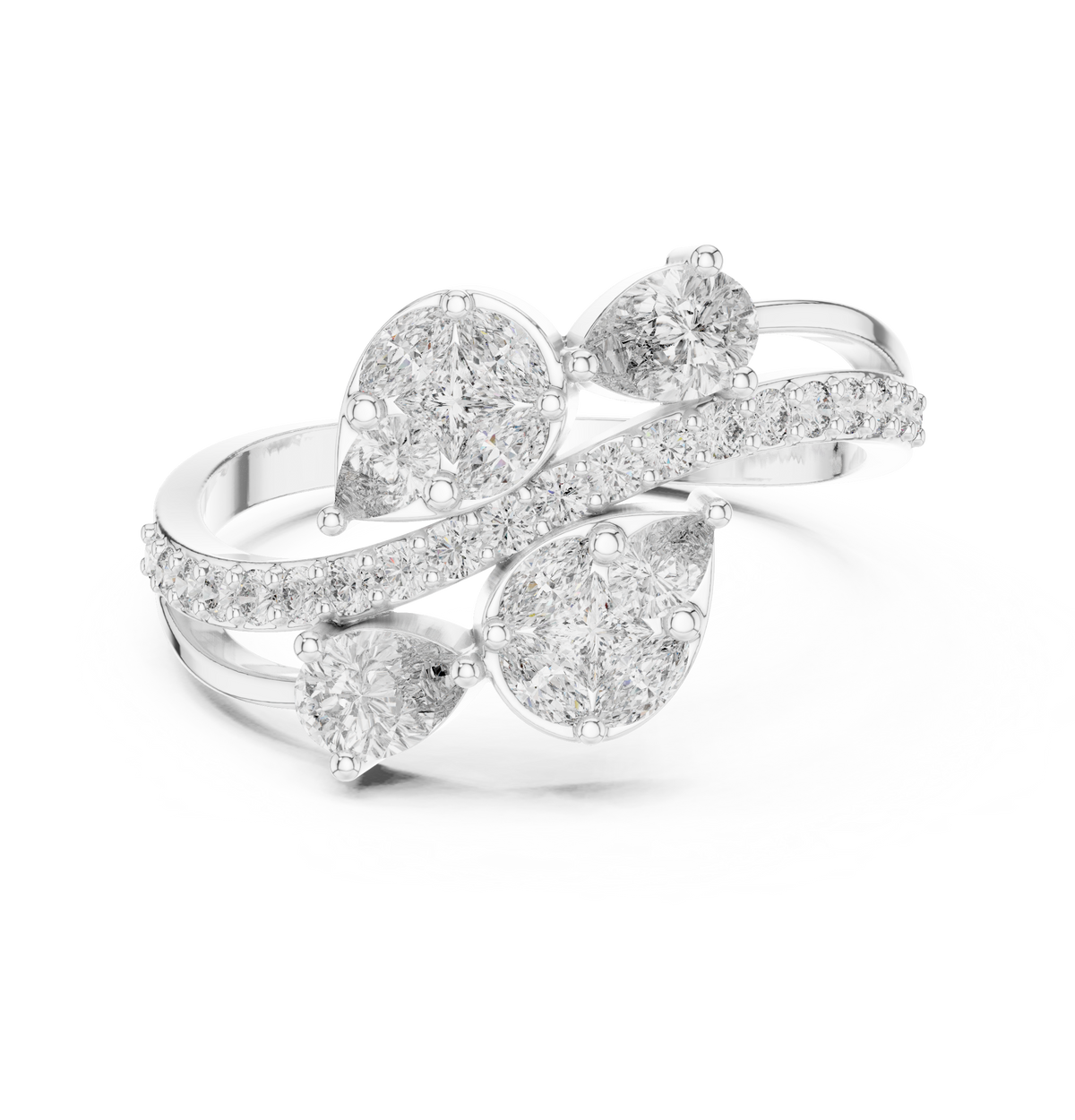 Gold Split Shank Pave Pear Lab Grown Diamond Amiel Ring