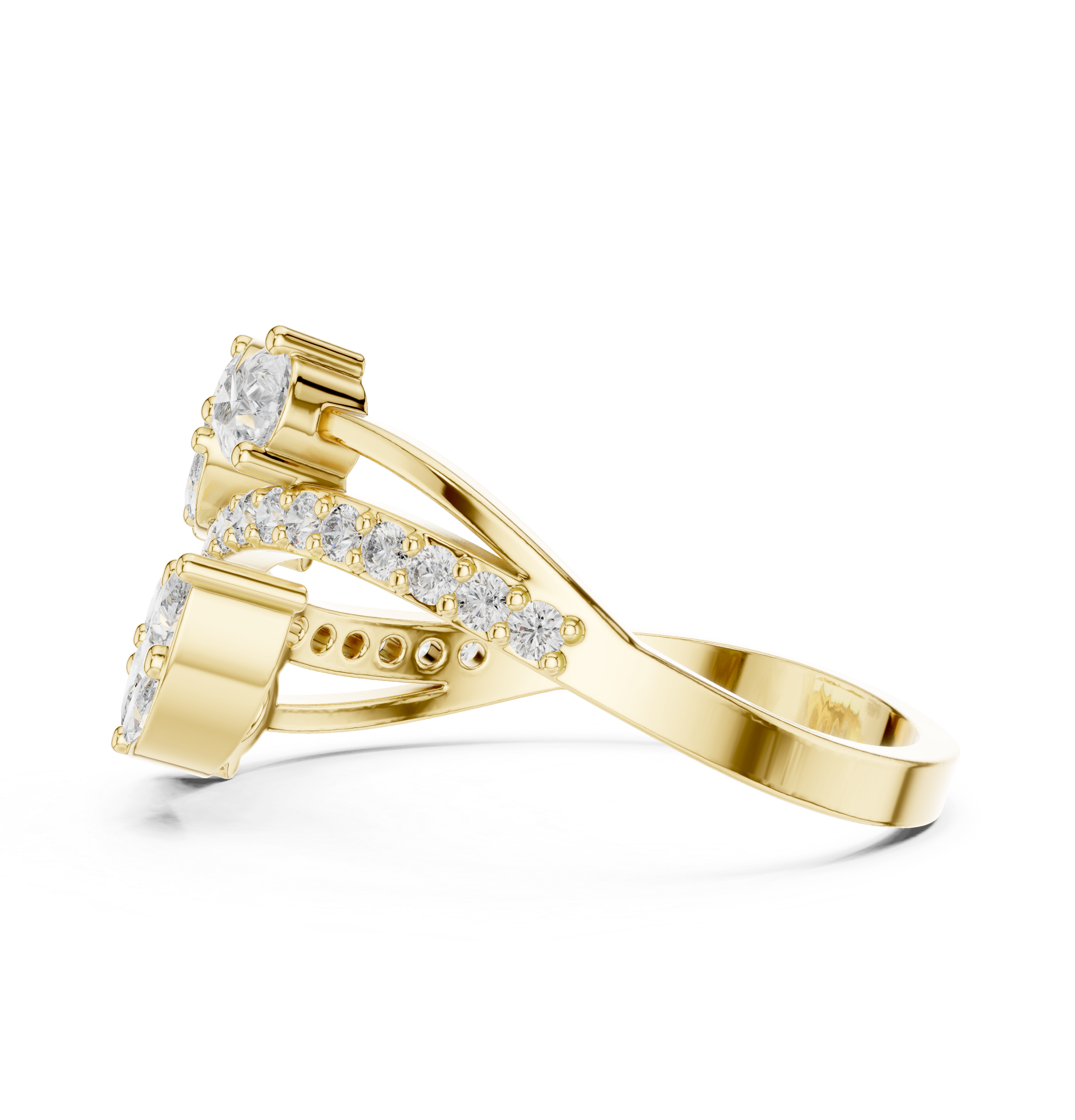 Gold Split Shank Pave Pear Lab Grown Diamond Amiel Ring