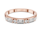 Gold Emerald Baguette Round Half Eternity Lab Grown Diamond Vionx Ring