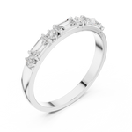 Gold Emerald Baguette Round Half Eternity Lab Grown Diamond Vionx Ring