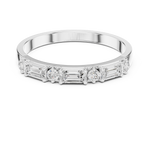 Gold Emerald Baguette Round Half Eternity Lab Grown Diamond Vionx Ring
