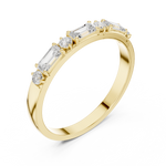 Gold Emerald Baguette Round Half Eternity Lab Grown Diamond Vionx Ring