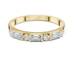 Gold Emerald Baguette Round Half Eternity Lab Grown Diamond Vionx Ring