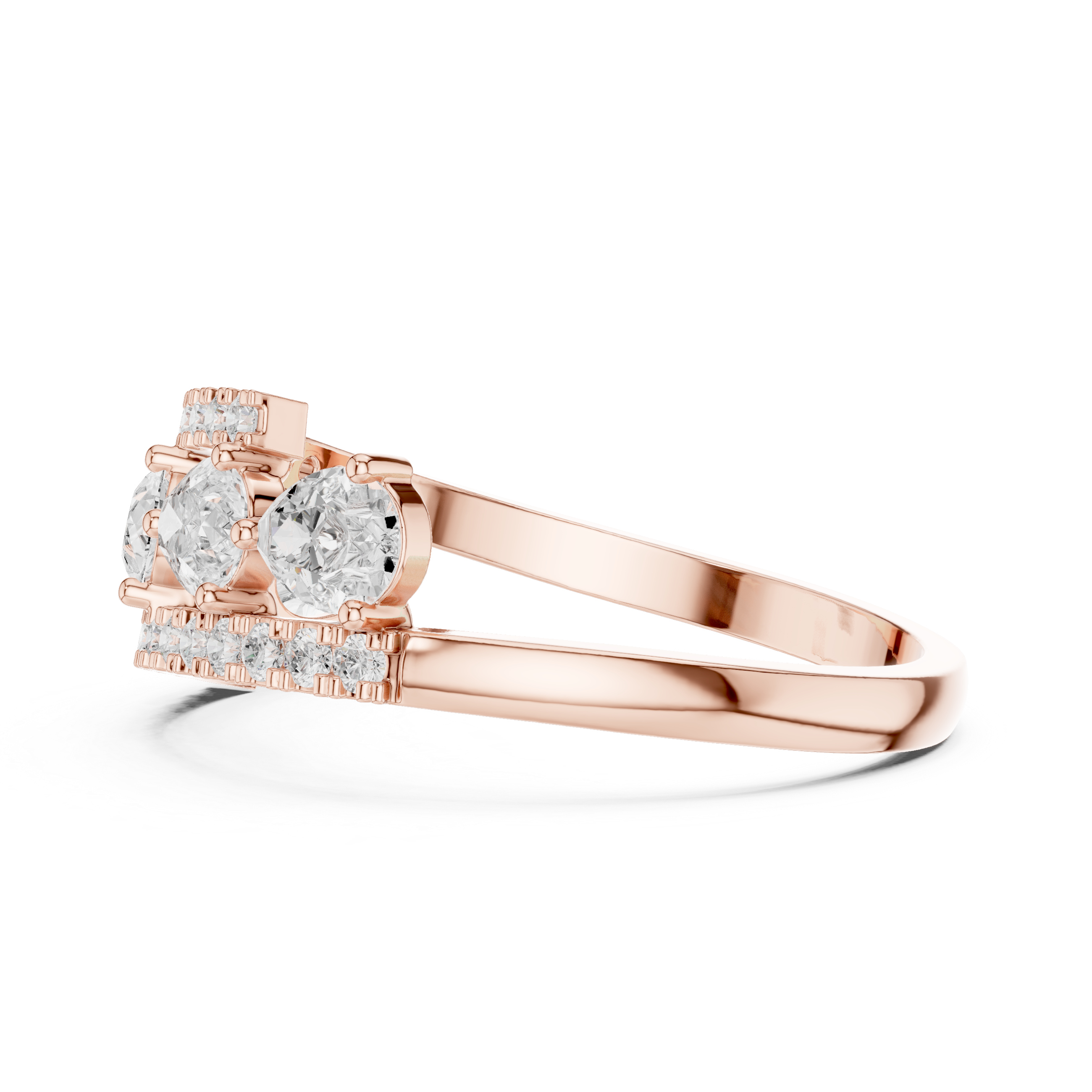 Gold 1Ct Pear Open Band Double Pave Lab Grown Diamond Aexil Ring