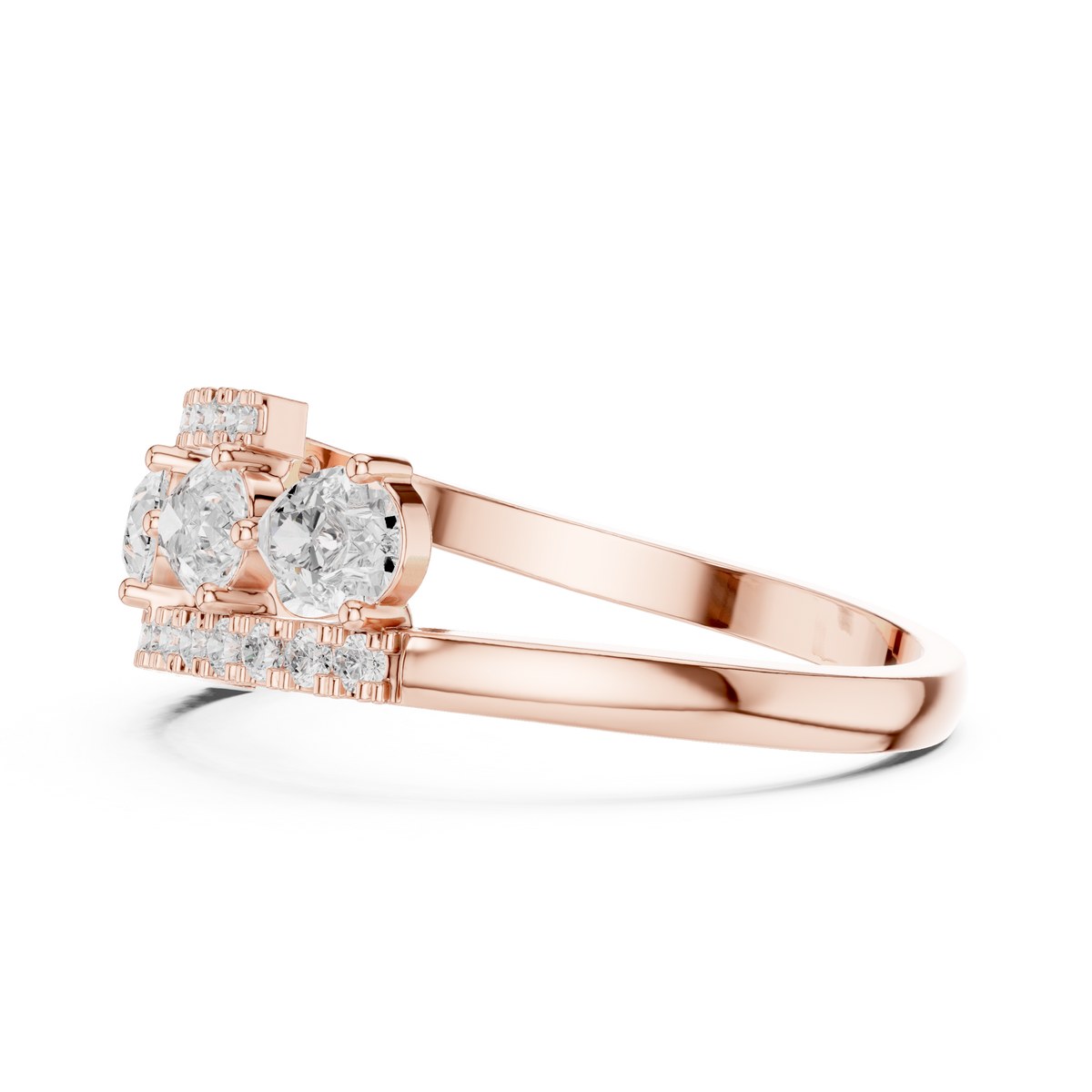 Gold 1Ct Pear Open Band Double Pave Lab Grown Diamond Aexil Ring