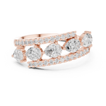 Gold 1Ct Pear Open Band Double Pave Lab Grown Diamond Aexil Ring