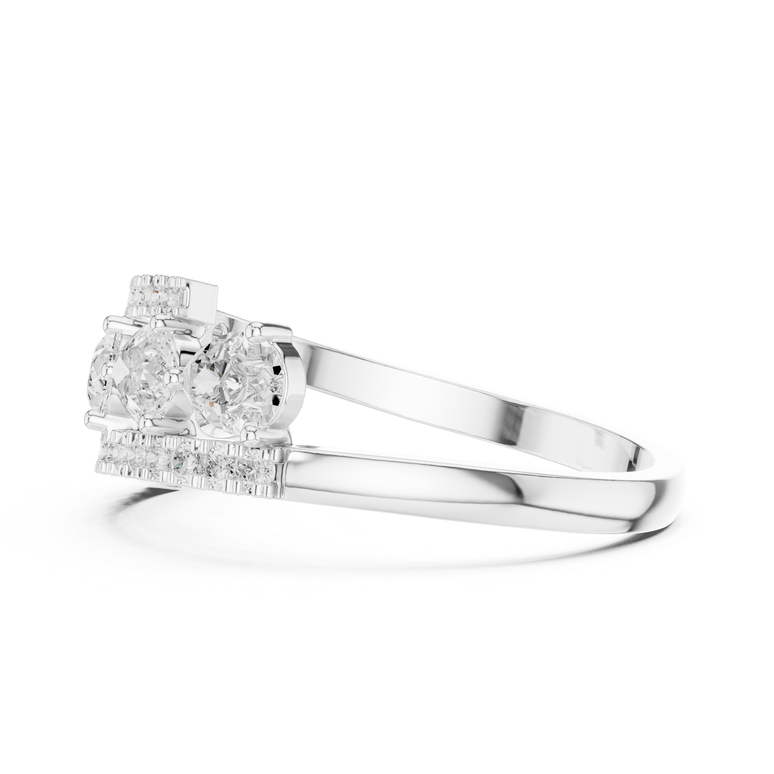 Gold 1Ct Pear Open Band Double Pave Lab Grown Diamond Aexil Ring
