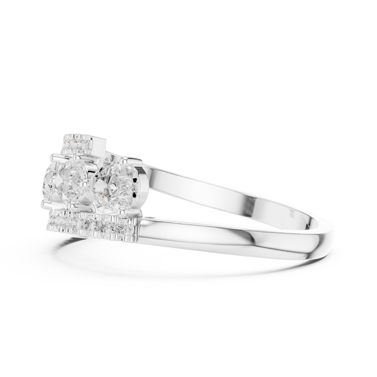 Gold 1Ct Pear Open Band Double Pave Lab Grown Diamond Aexil Ring