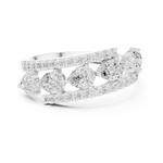 Gold 1Ct Pear Open Band Double Pave Lab Grown Diamond Aexil Ring