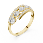 Gold 1Ct Pear Open Band Double Pave Lab Grown Diamond Aexil Ring