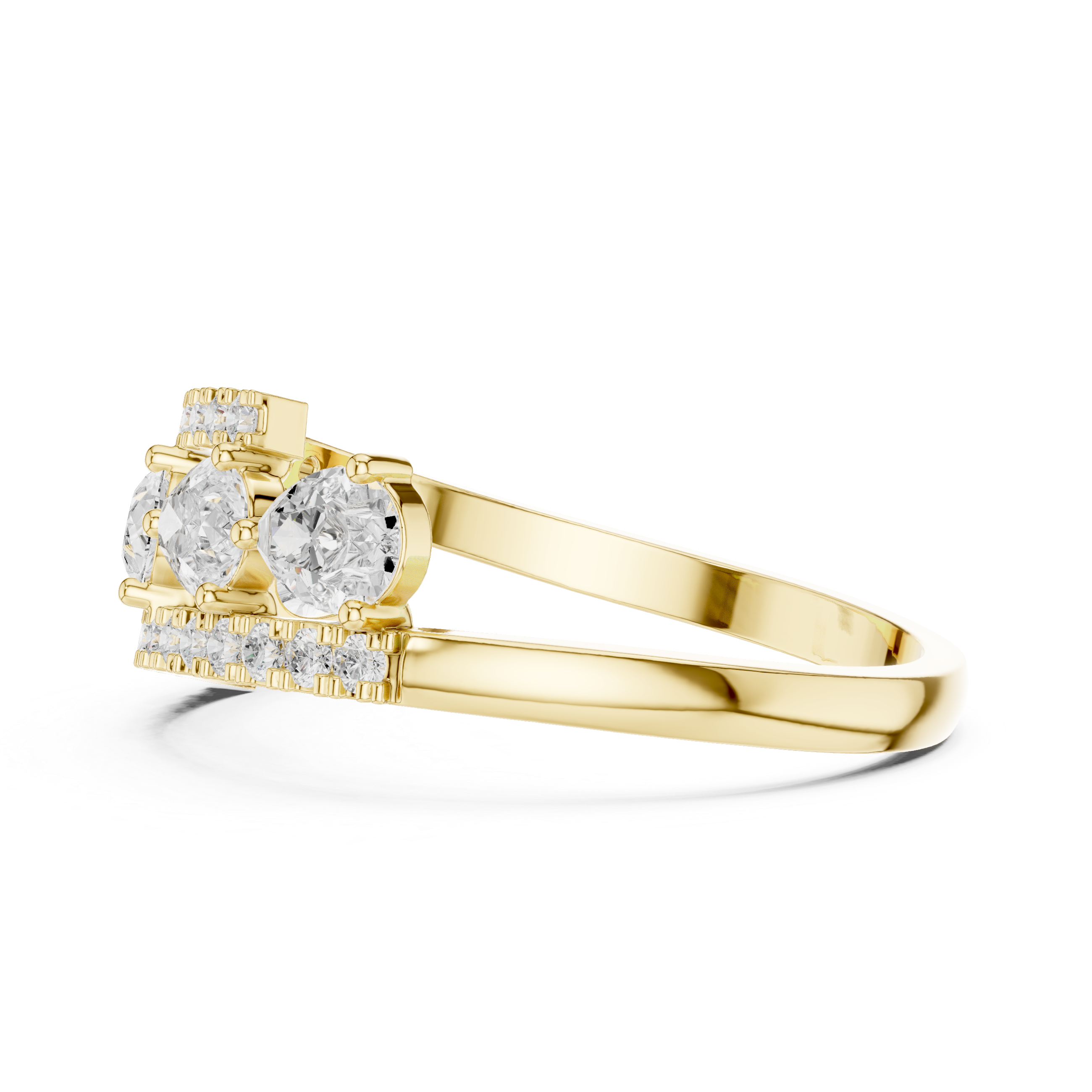 Gold 1Ct Pear Open Band Double Pave Lab Grown Diamond Aexil Ring