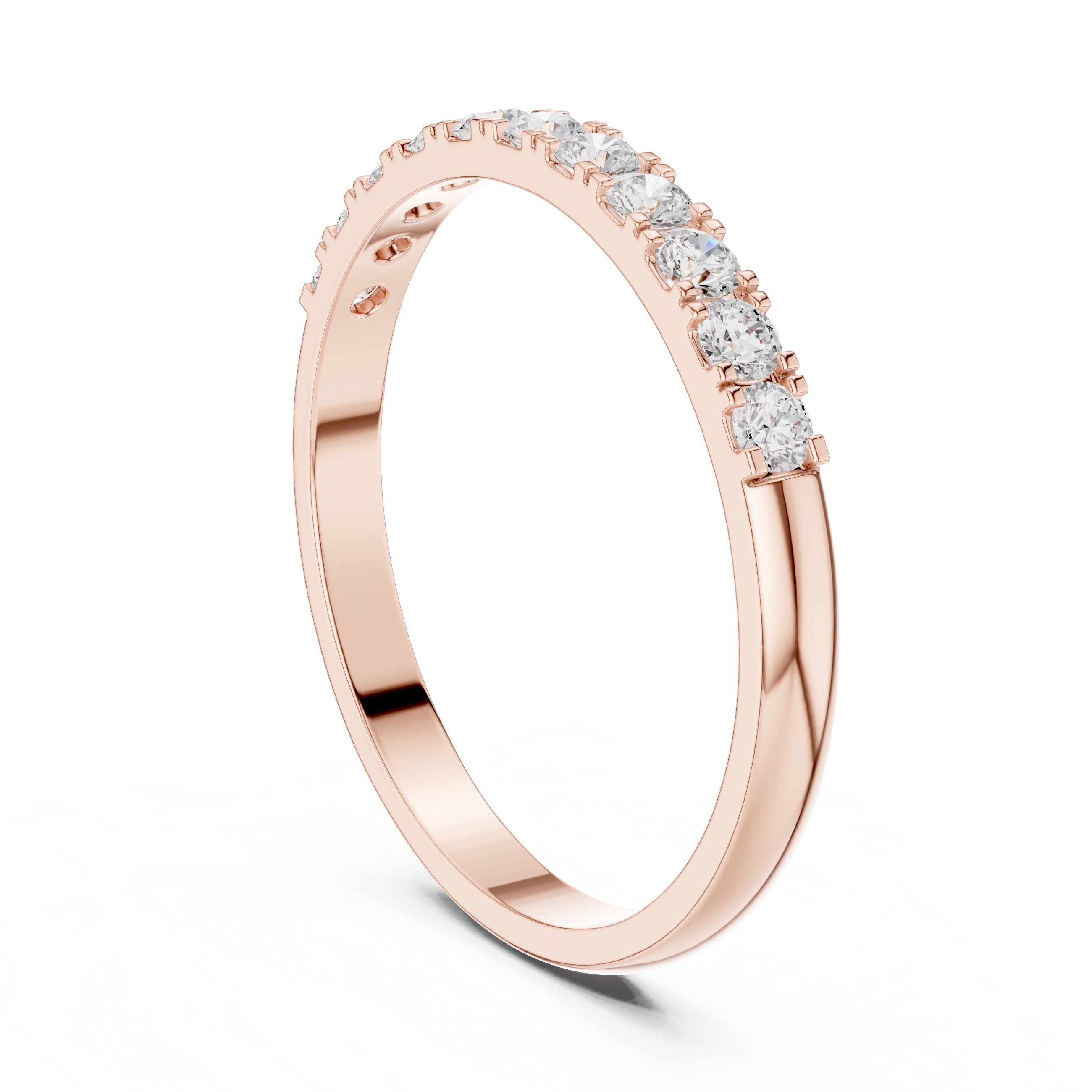 Gold Pave Band Round Lab Grown Diamond Anora Ring