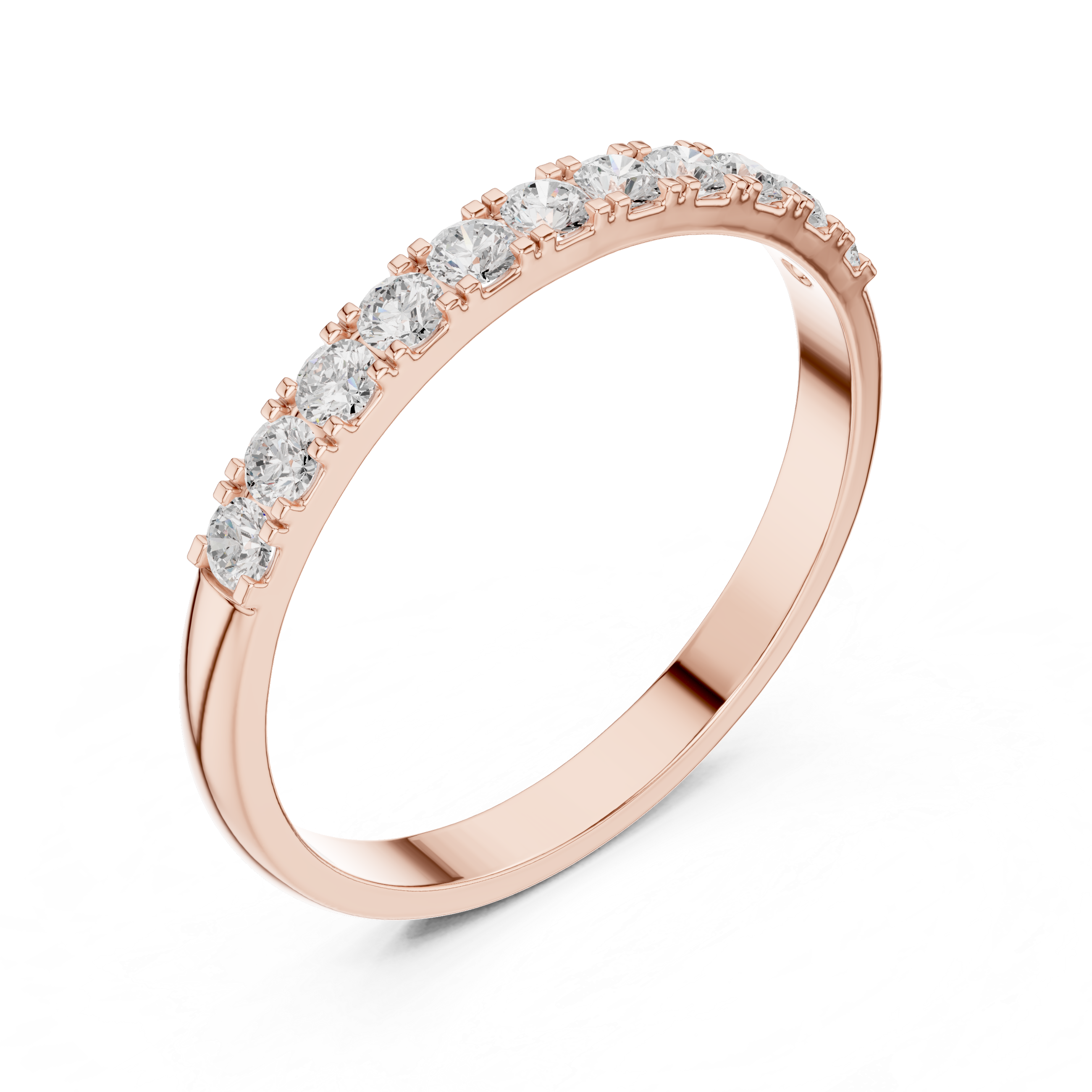 Gold Pave Band Round Lab Grown Diamond Anora Ring