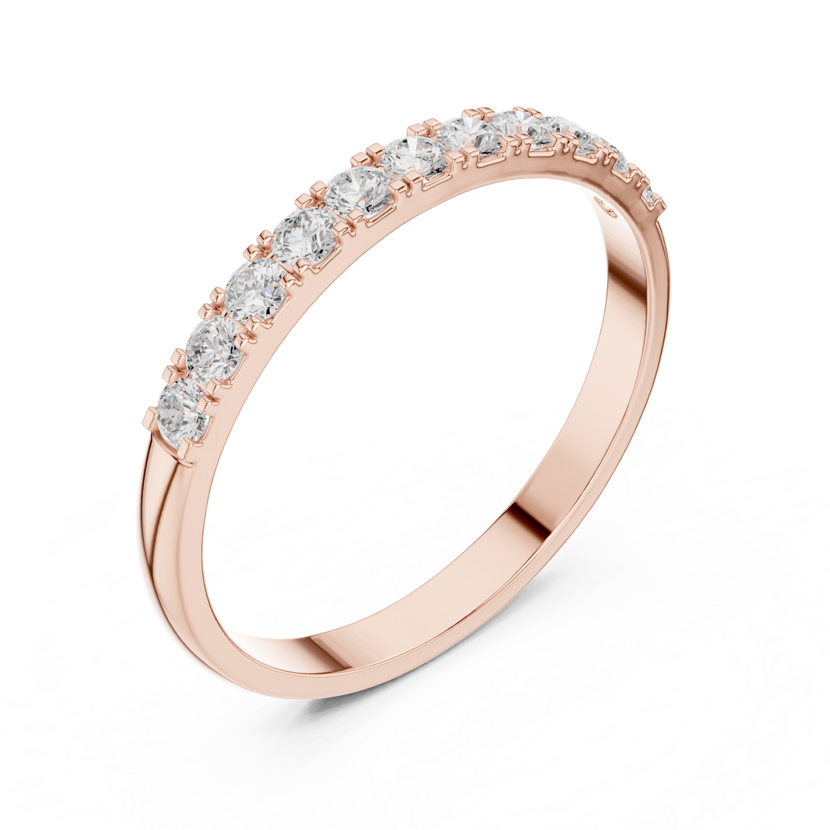 Gold Pave Band Round Lab Grown Diamond Anora Ring