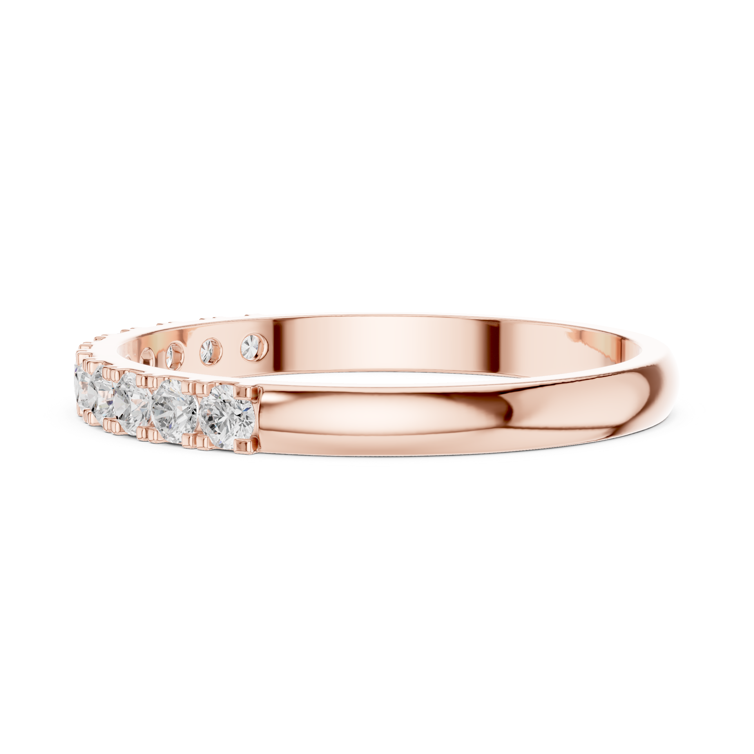 Gold Pave Band Round Lab Grown Diamond Anora Ring